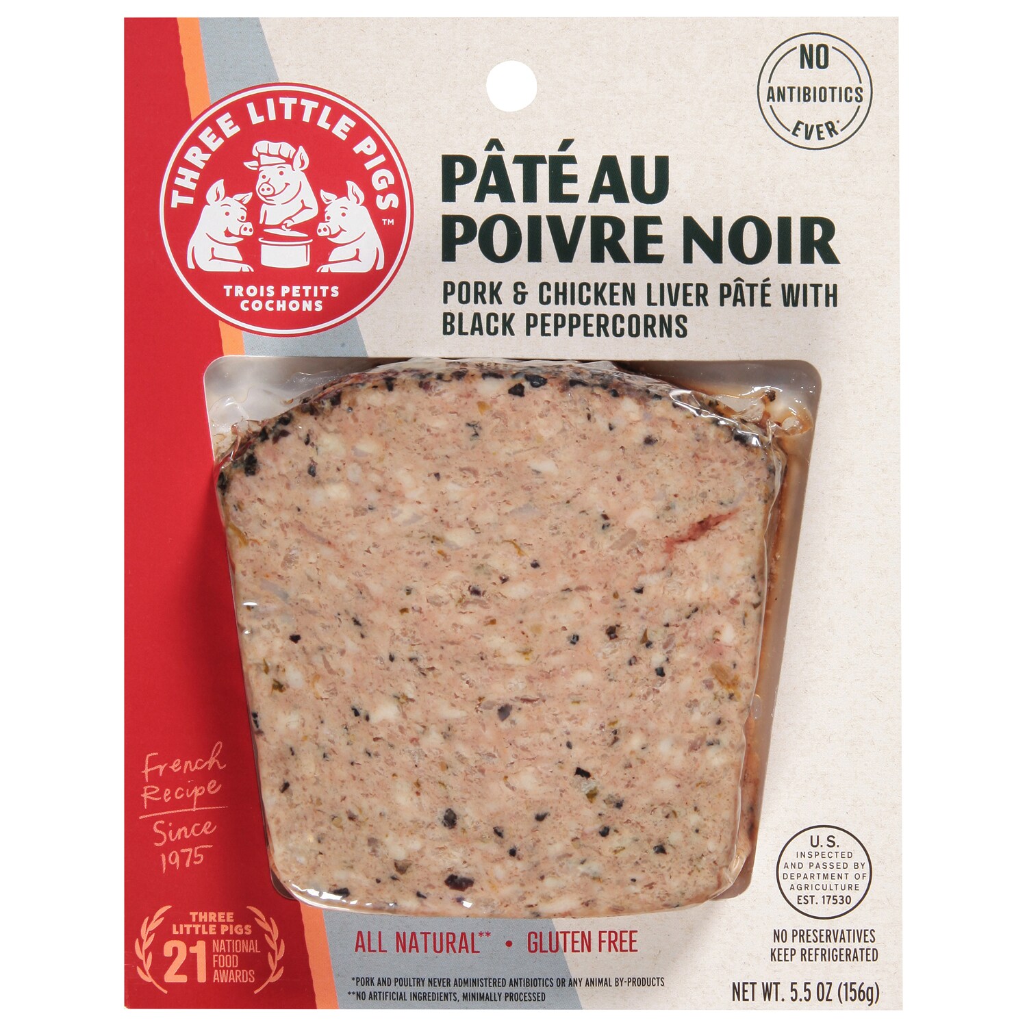 Three Little Pigs Pâté au Poivre Noir, Pork and Chicken Liver