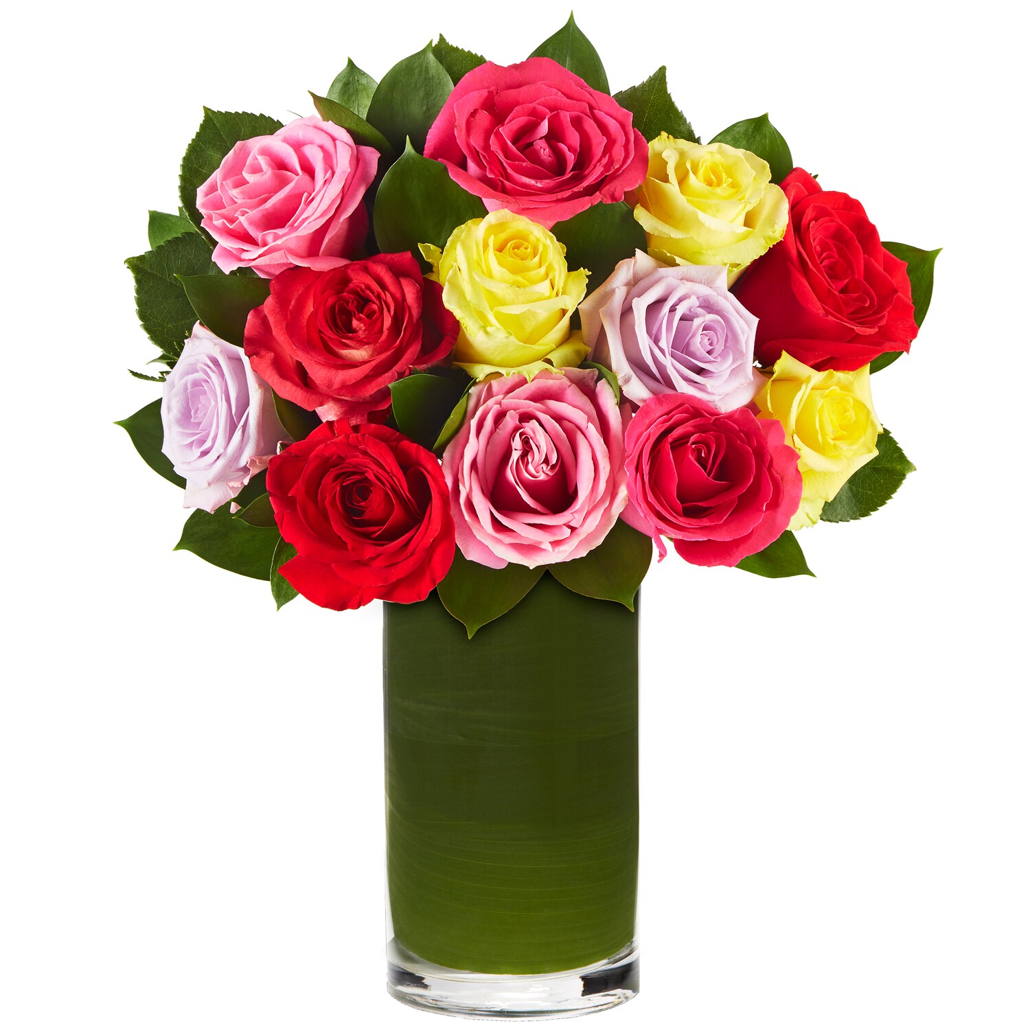 One Dozen Multicolored Rose Bouquet