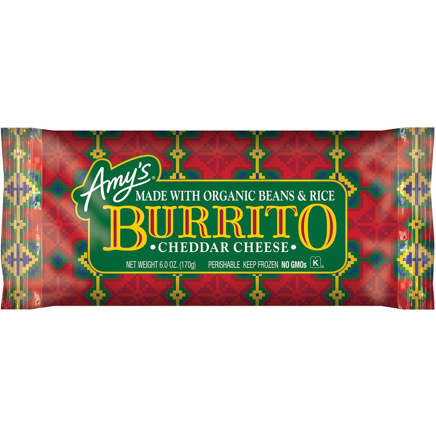 Amy's Cheddar Cheese, Bean & Rice Burrito, Frozen