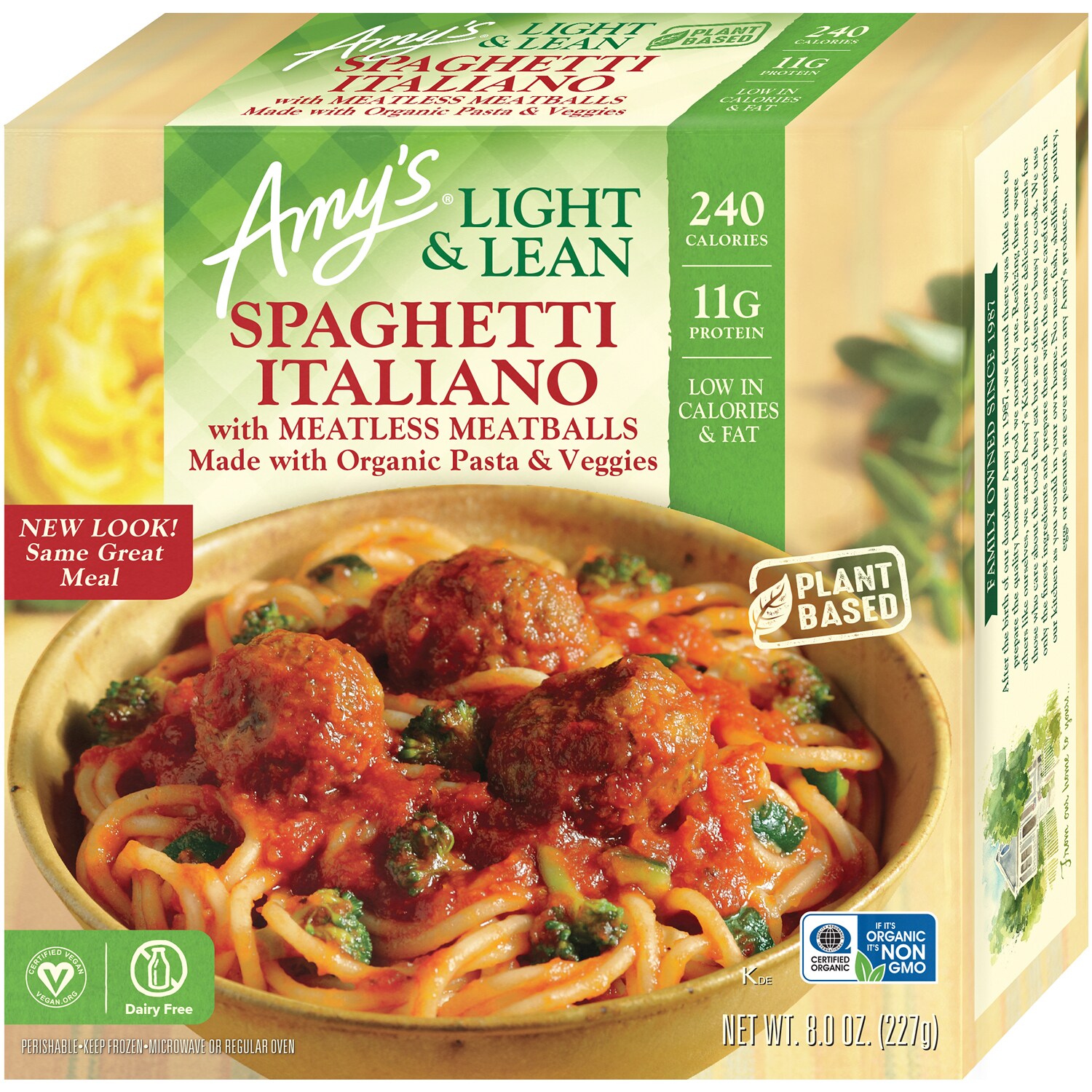 Amy's Light & Lean Spaghetti Italiano with Meatless Meatballs, Frozen