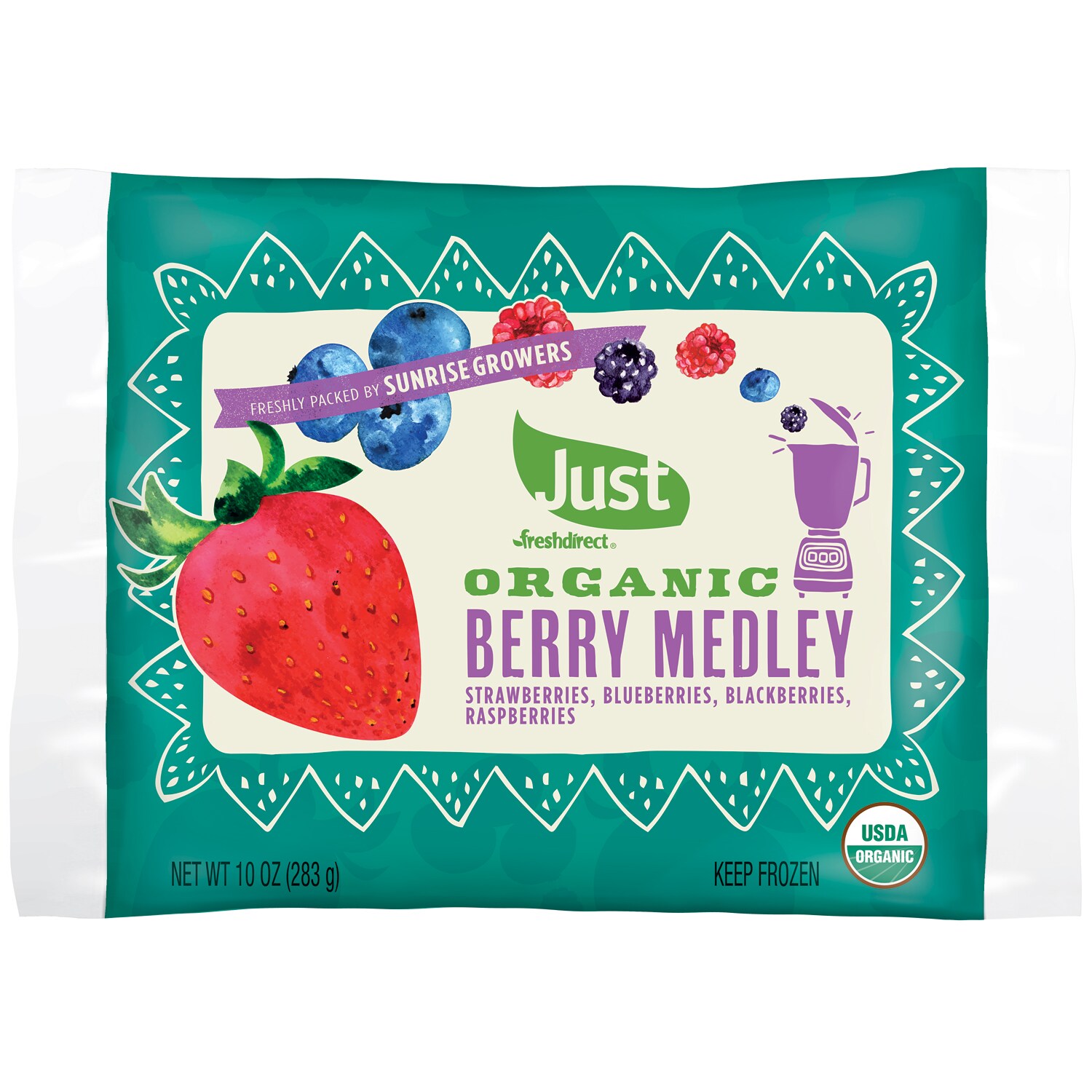 Just FreshDirect Organic Frozen Fruit, Berry Medley, image 1 of 2 slides