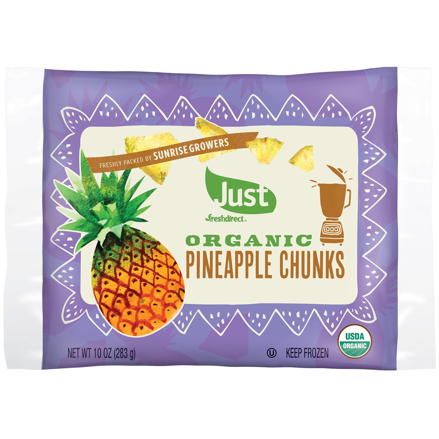 Just FreshDirect Organic Frozen Fruit, Pineapple Chunks, image 1 of 2 slides