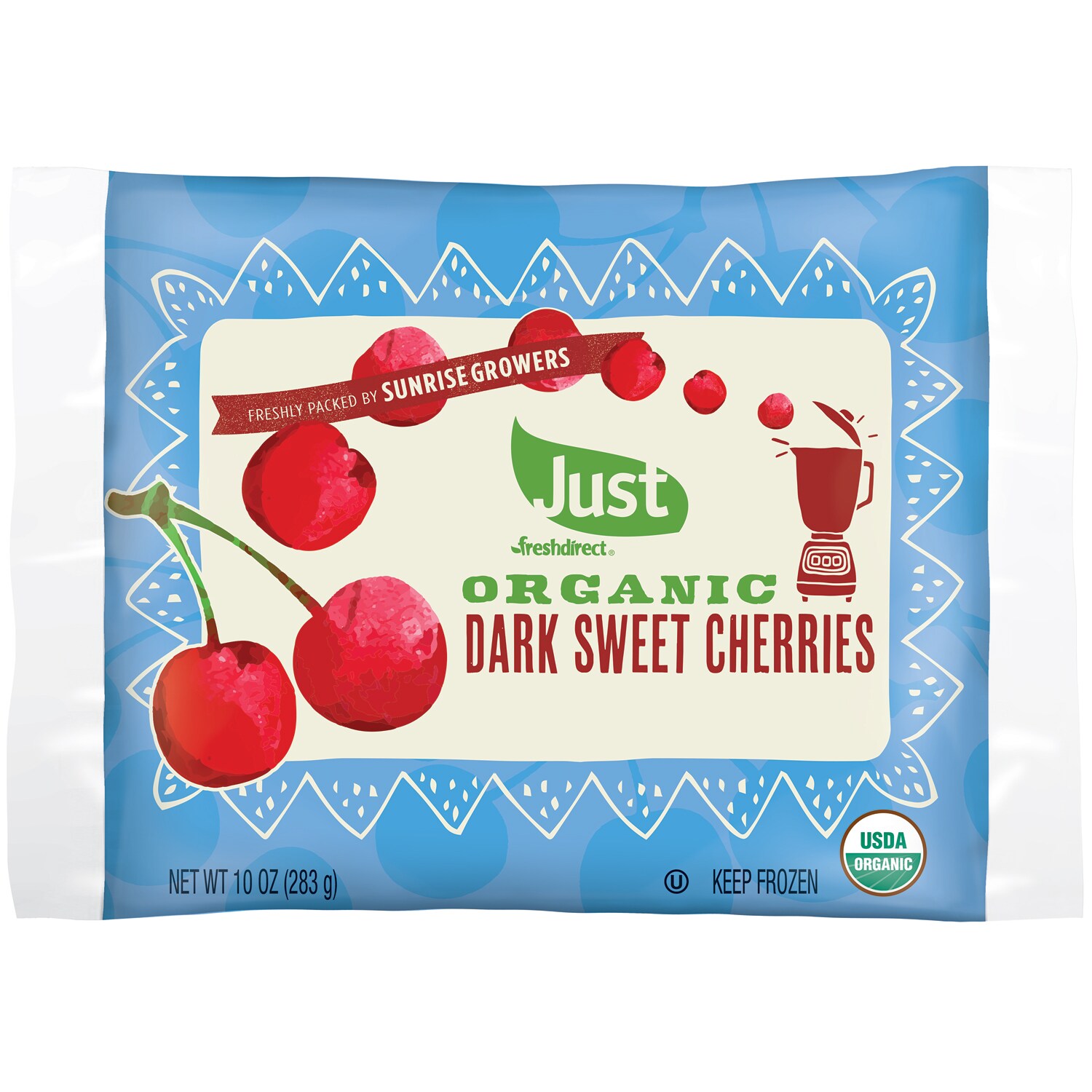 Just FreshDirect Organic Frozen Fruit, Dark Sweet Cherries