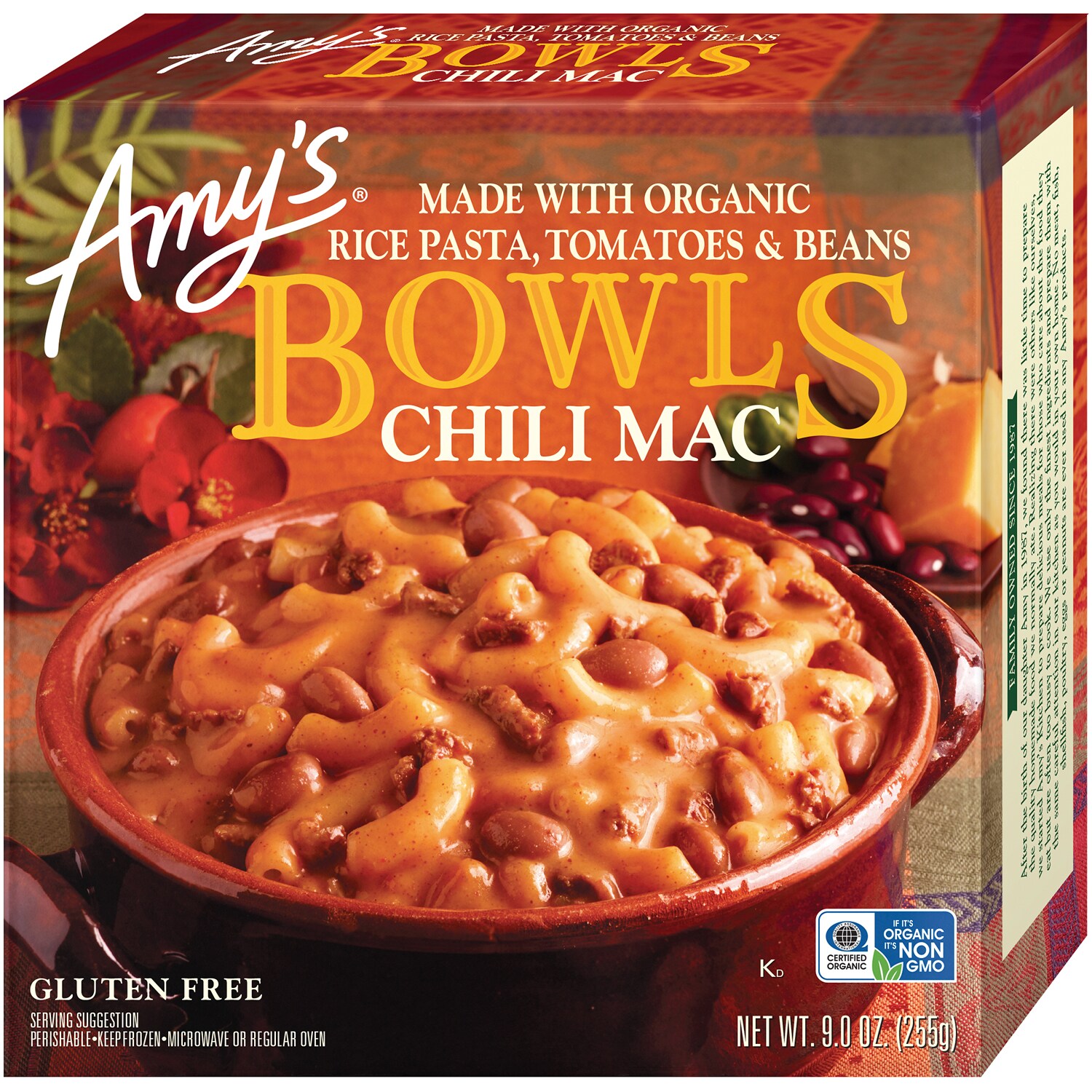 Amy's Bowls, Gluten Free Chili Mac, Frozen