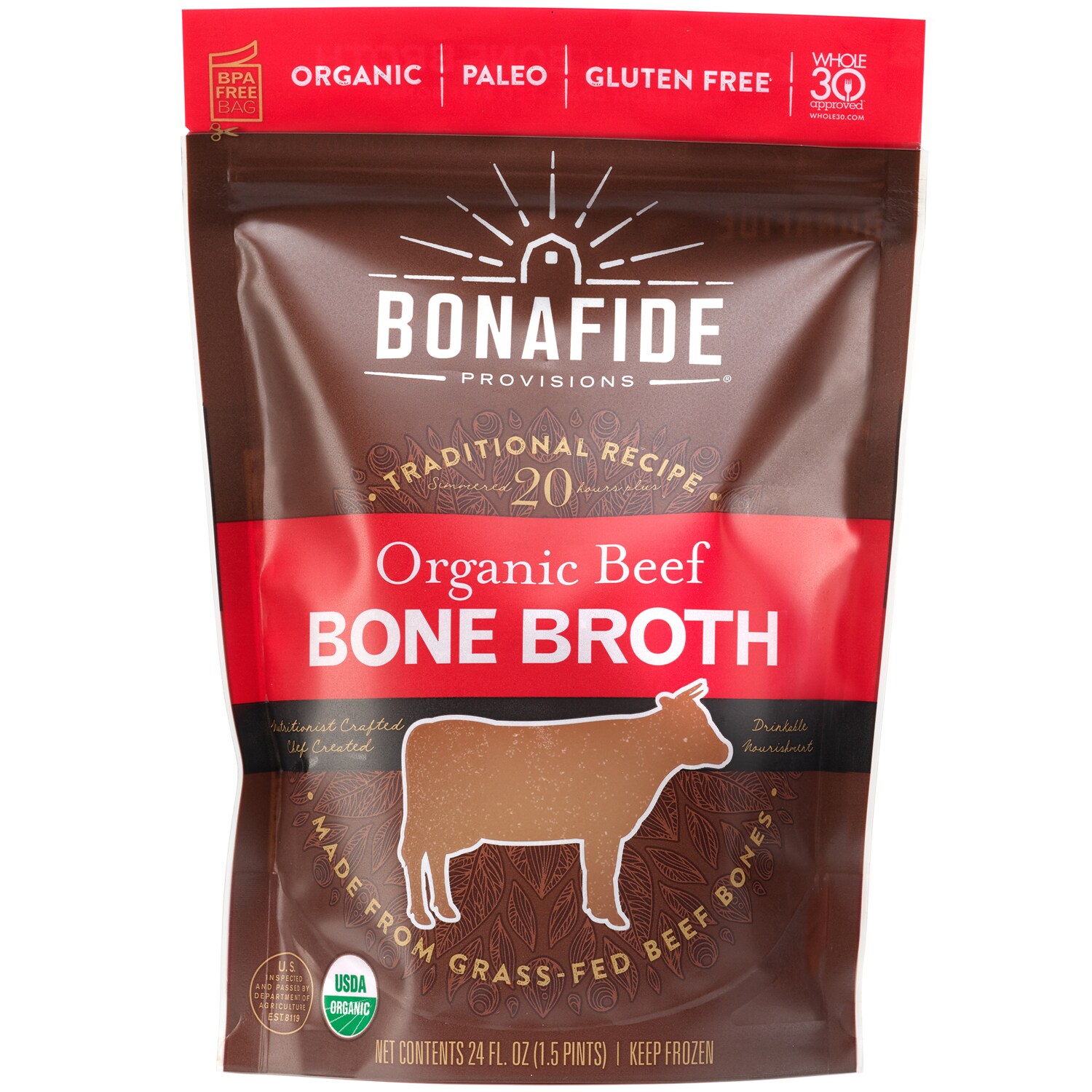 Order Bonafide Provisions Organic Bone Broth, Beef, Frozen Fast Delivery