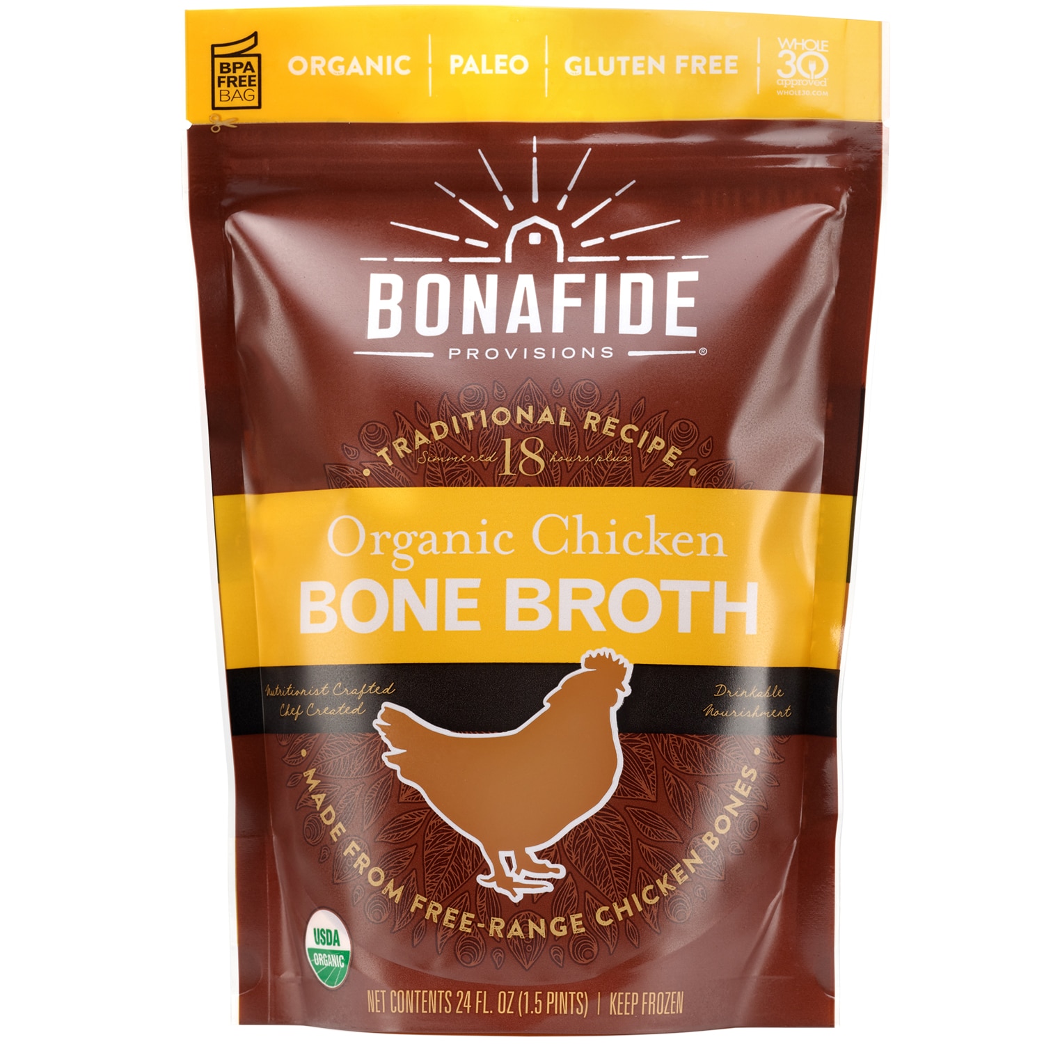 Bonafide Provisions Organic Bone Broth, Chicken, Frozen
