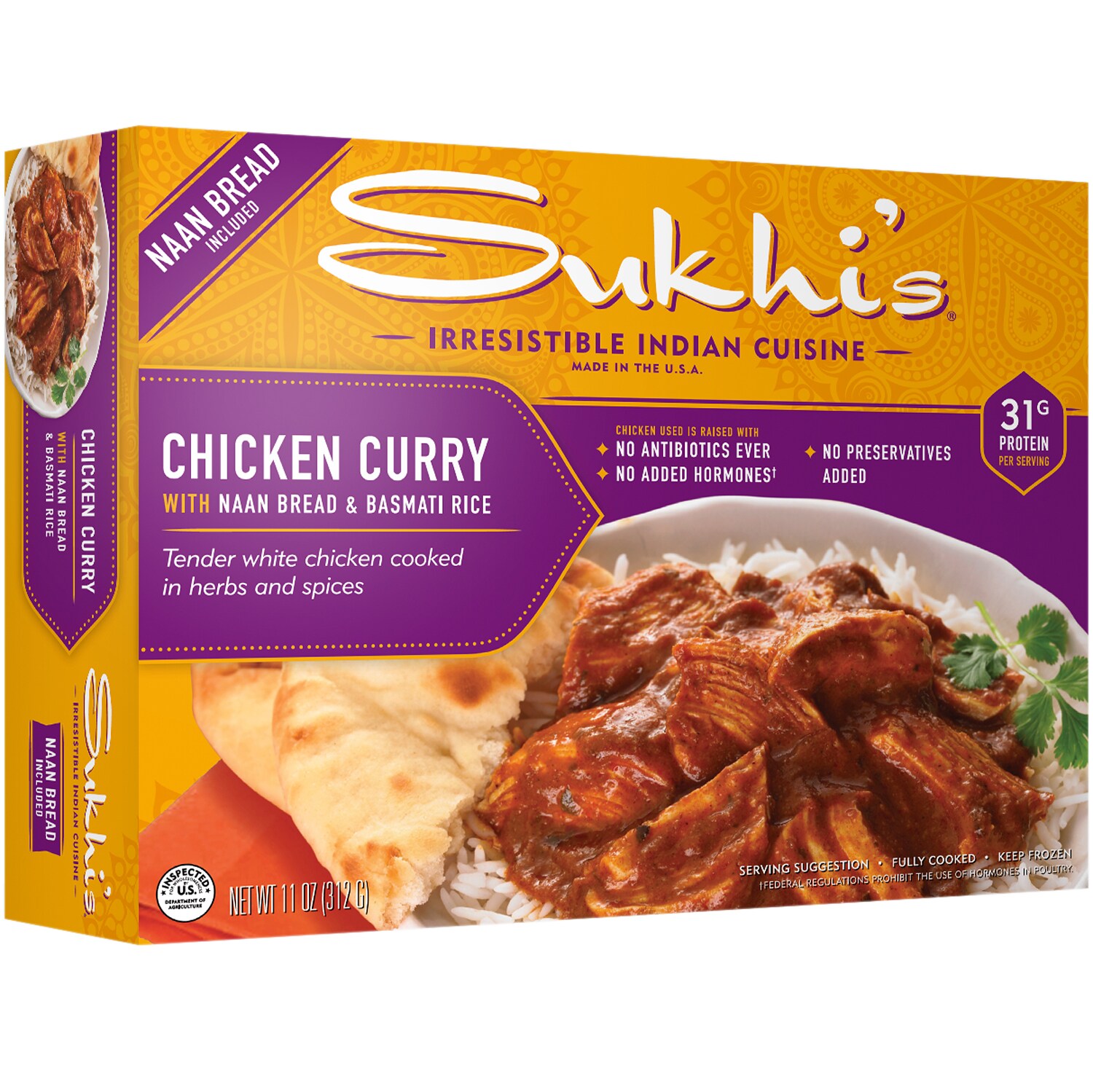 Sukhi's Chicken Curry with Naan Bread and Basmati Rice