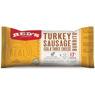 Red's Burrito, Turkey Sausage, Egg & Three Cheese