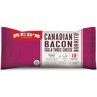 Red's Burrito, Canadian Bacon, Egg & Three Cheese