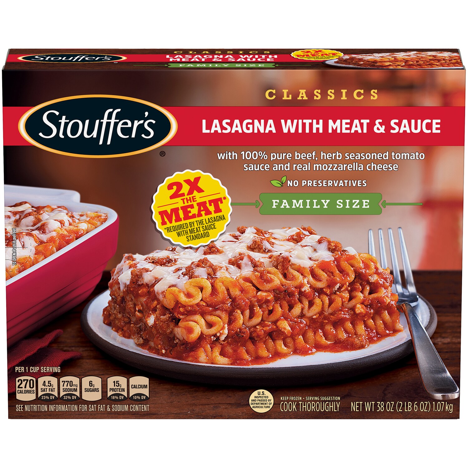 Stouffer's Classics, Lasagna with Meat & Sauce, Family Size