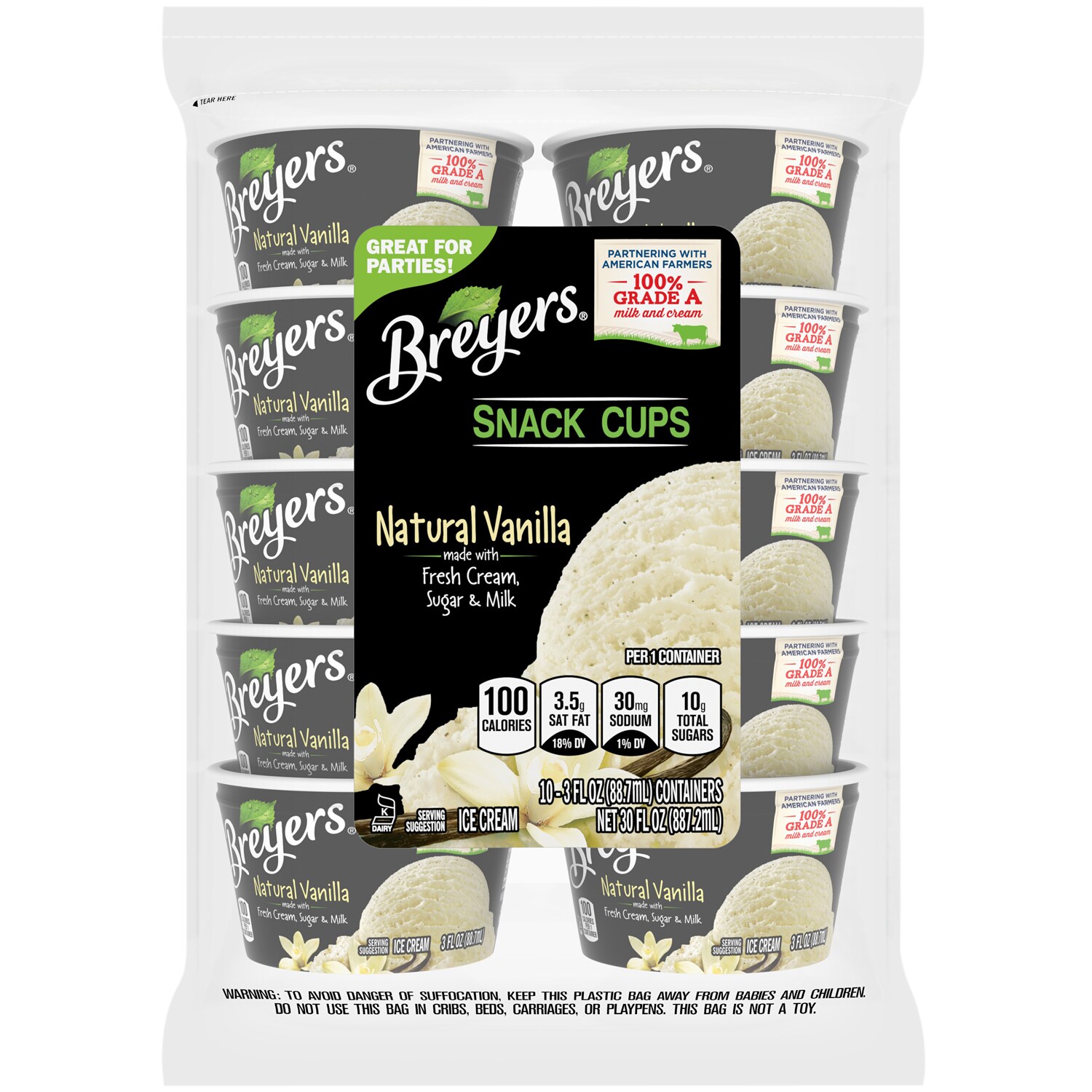 Breyers Ice Cream Snack Cups, Natural Vanilla