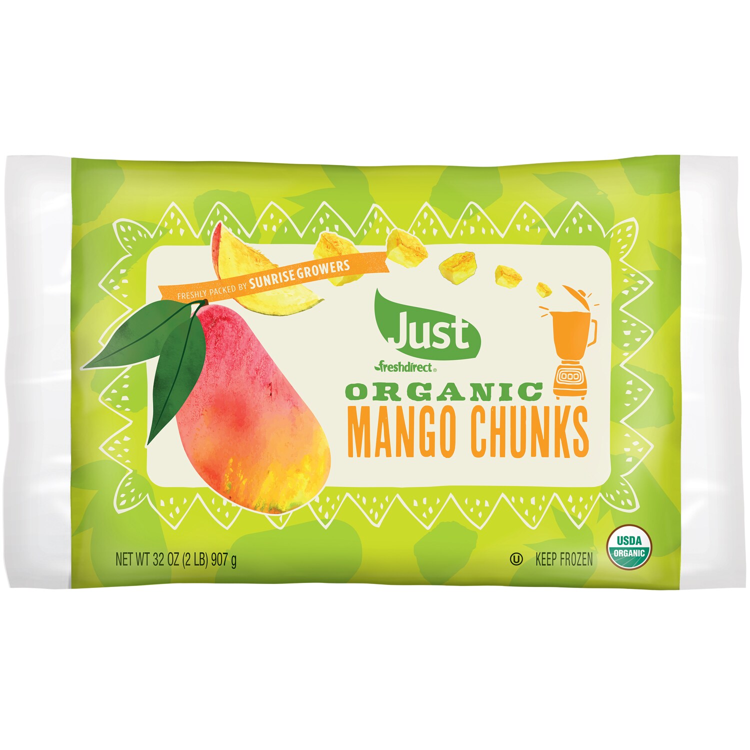 Just FreshDirect Organic Frozen Fruit, Mango Chunks