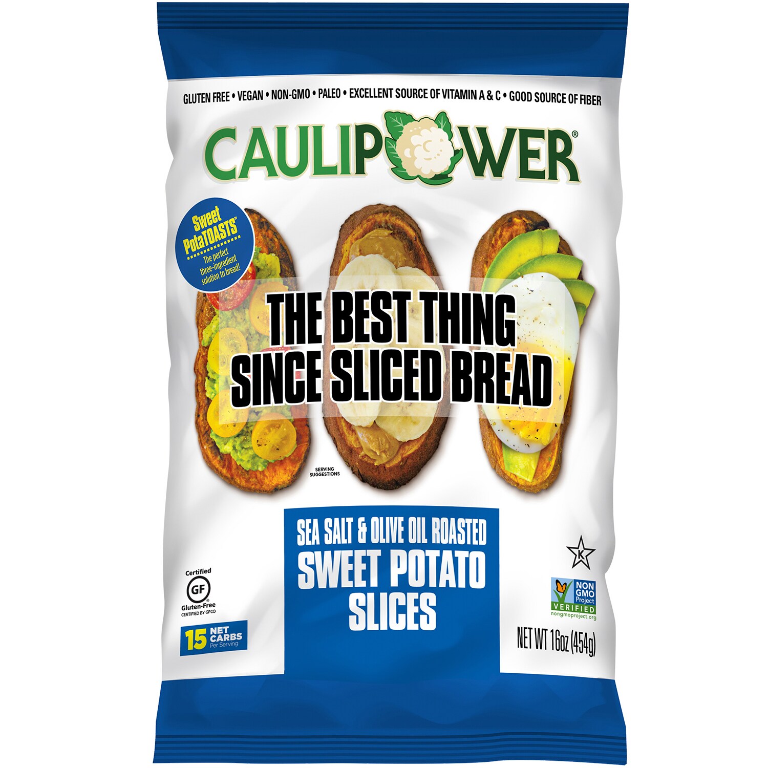 CAULIPOWER Sweet PotaTOASTS Roasted Sweet Potato Slices, Sea Salt & Olive Oil