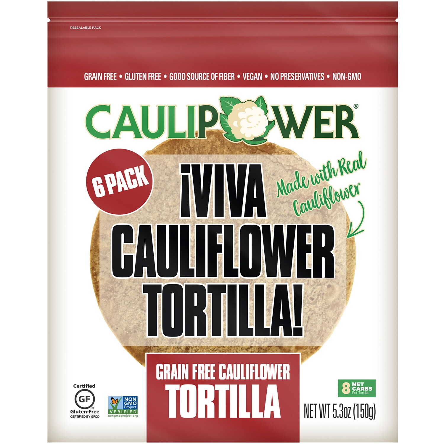CAULIPOWER Grain Free Cauliflower Tortillas, Frozen