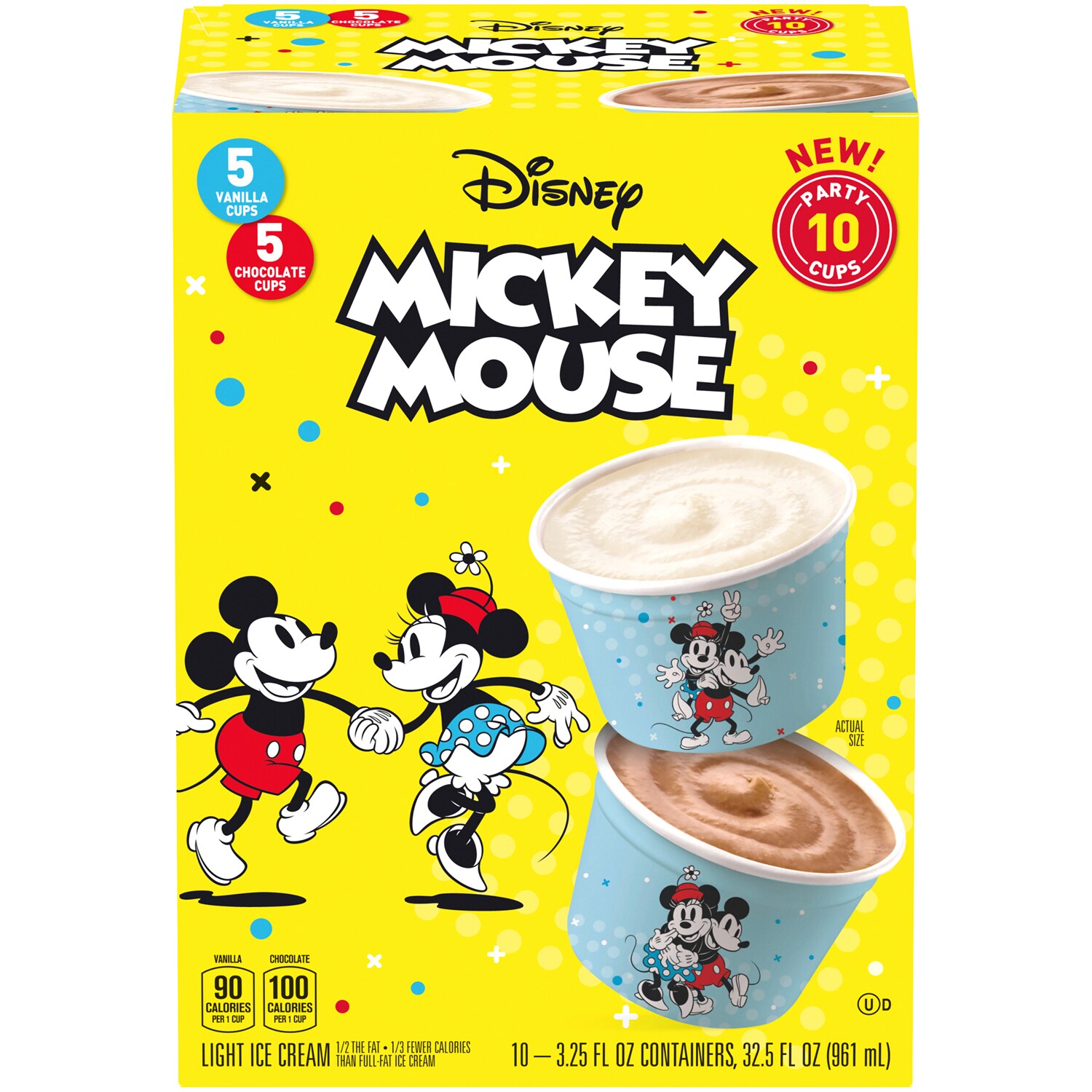 Disney Mickey Mouse Ice Cream Party Cups, Vanilla & Chocolate