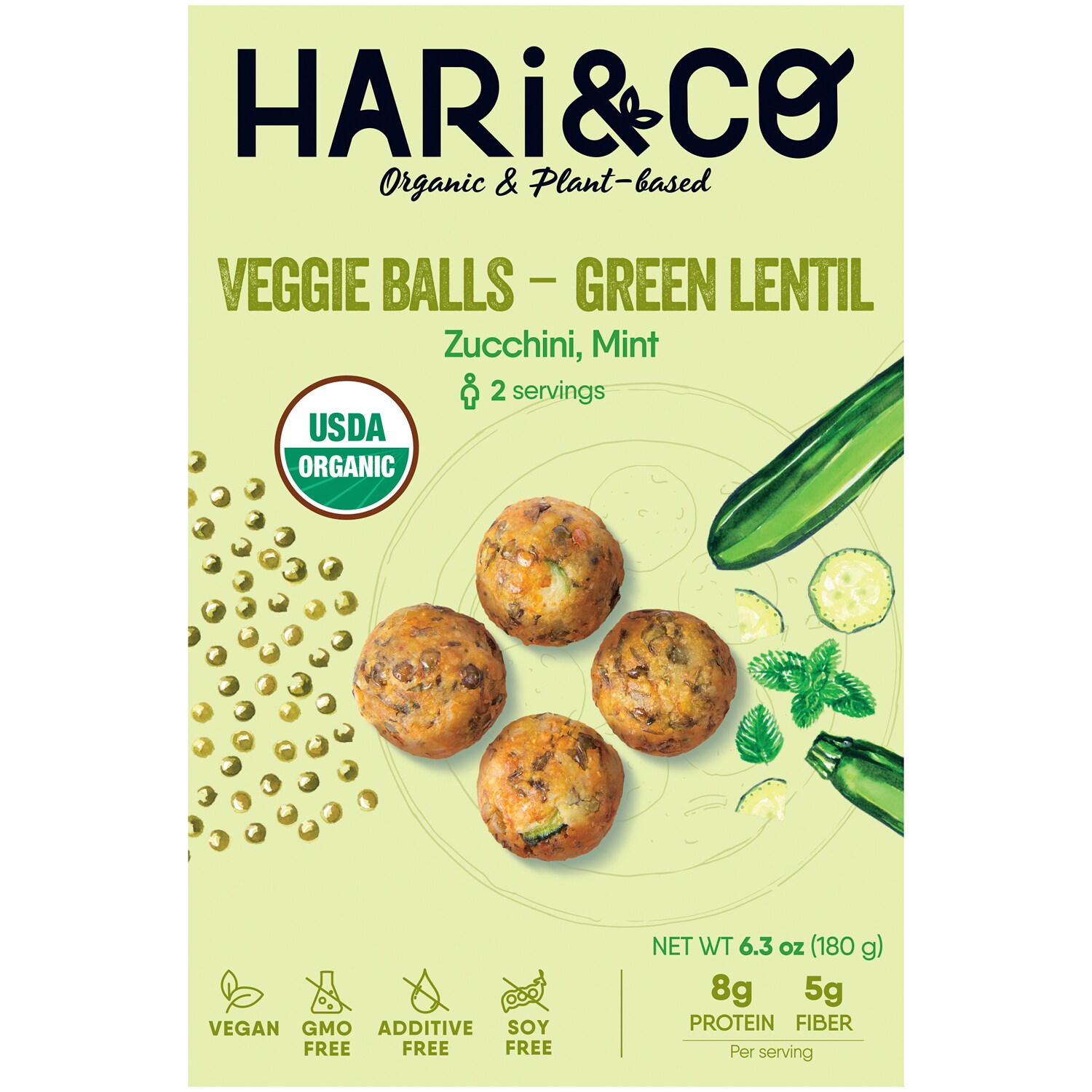 Hari & Co Organic Veggie Balls, Green Lentil