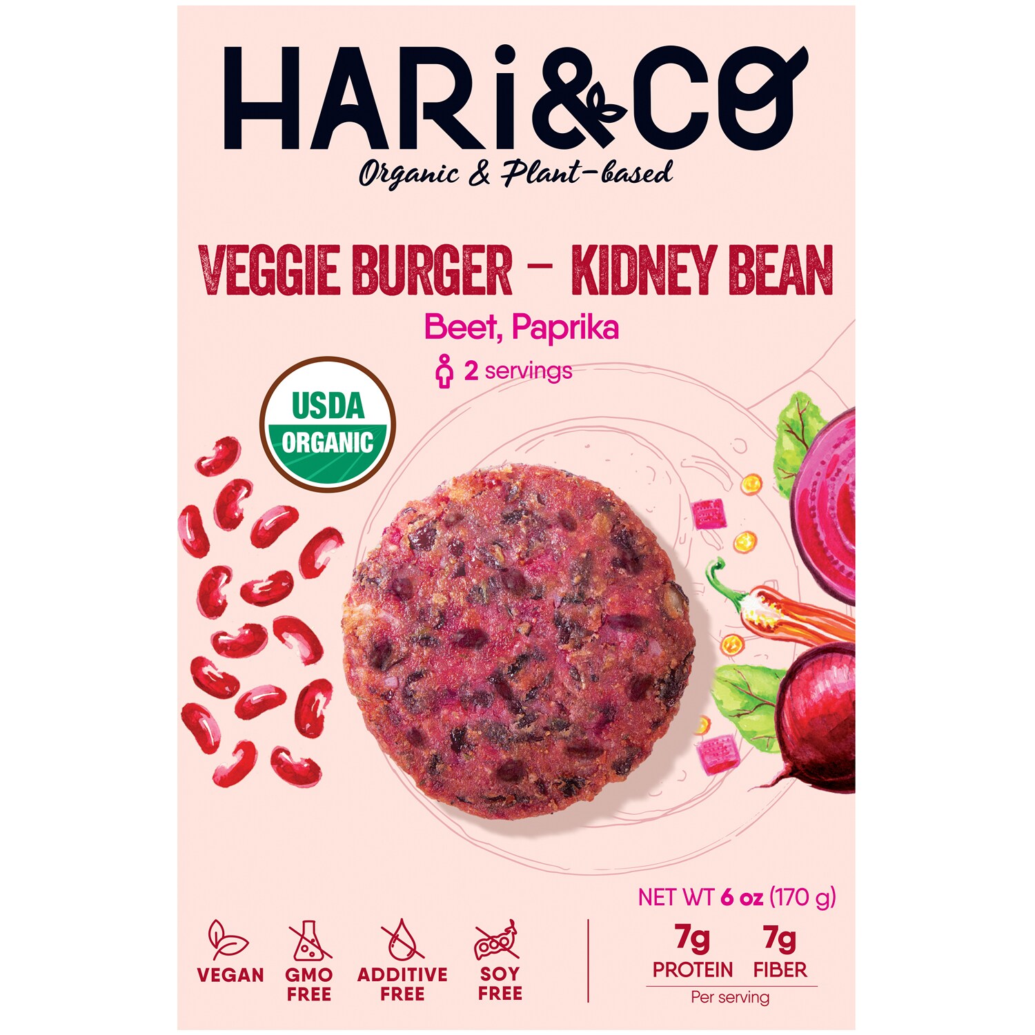 Hari & Co Organic Veggie Burgers, Kidney Bean