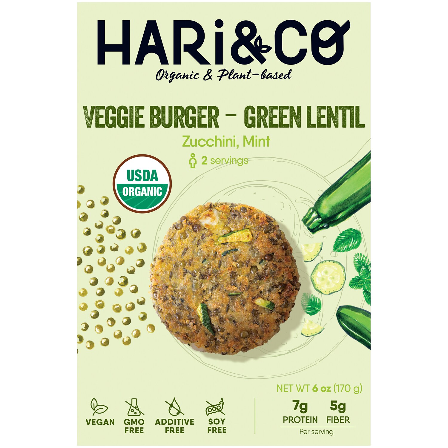 Hari & Co Organic Veggie Burgers, Green Lentil