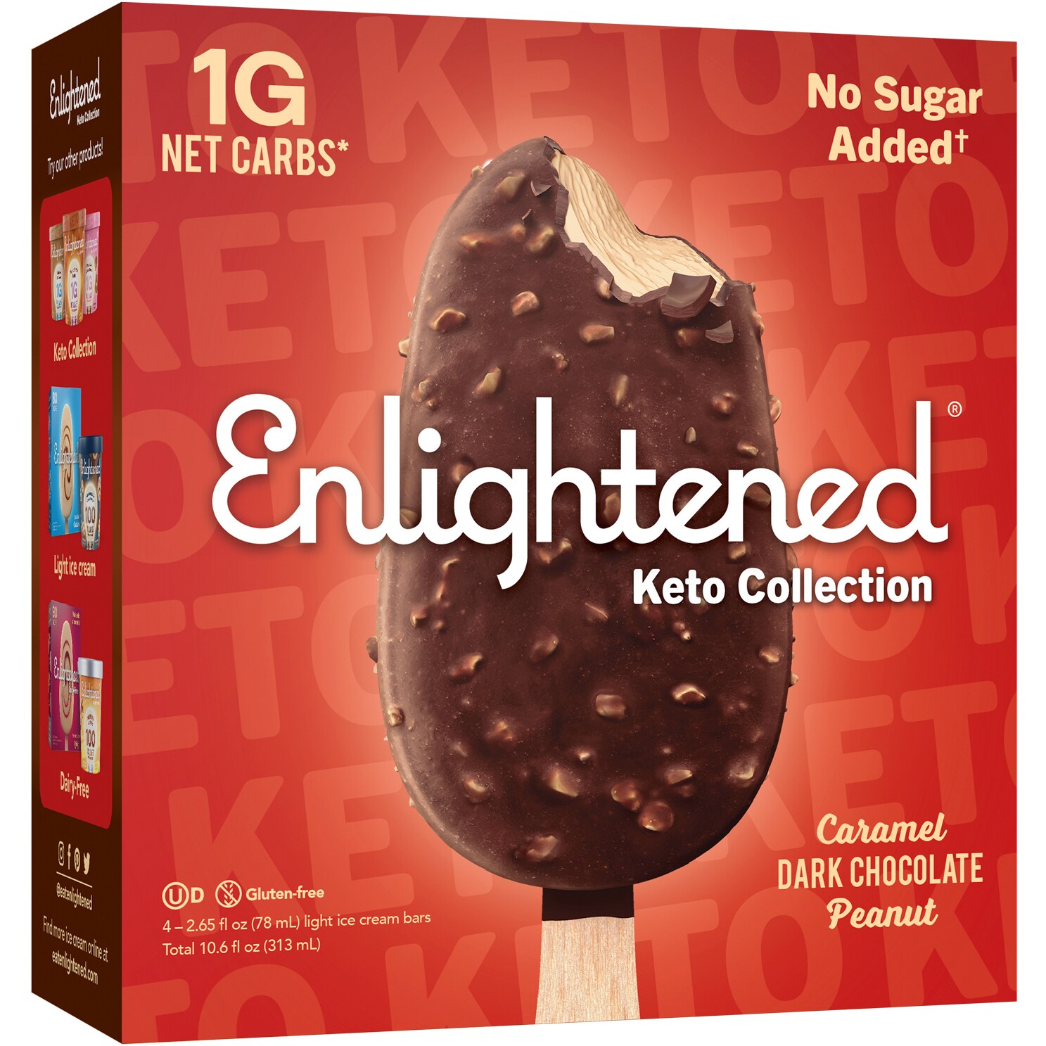 Enlightened Keto Collection Ice Cream Bars, Caramel Dark Chocolate Peanut