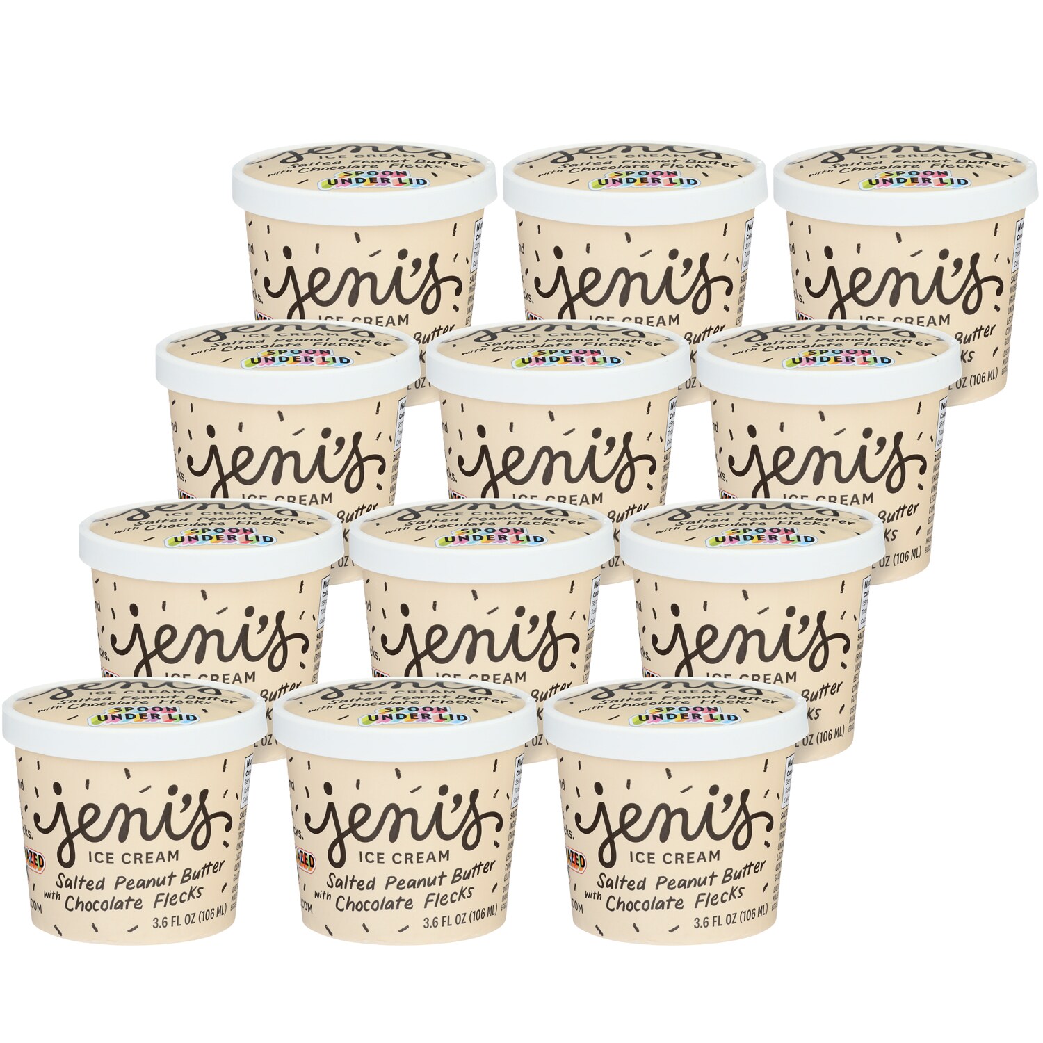 Jeni's Ice Cream Mini Cups, Salted Peanut Butter with Chocolate Flecks