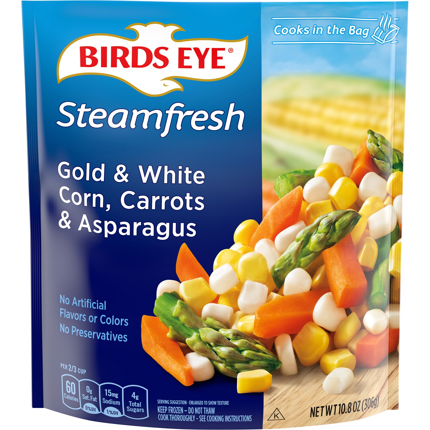 Birds Eye Steamfresh Gold & White Corn, Carrots & Asparagus, Frozen