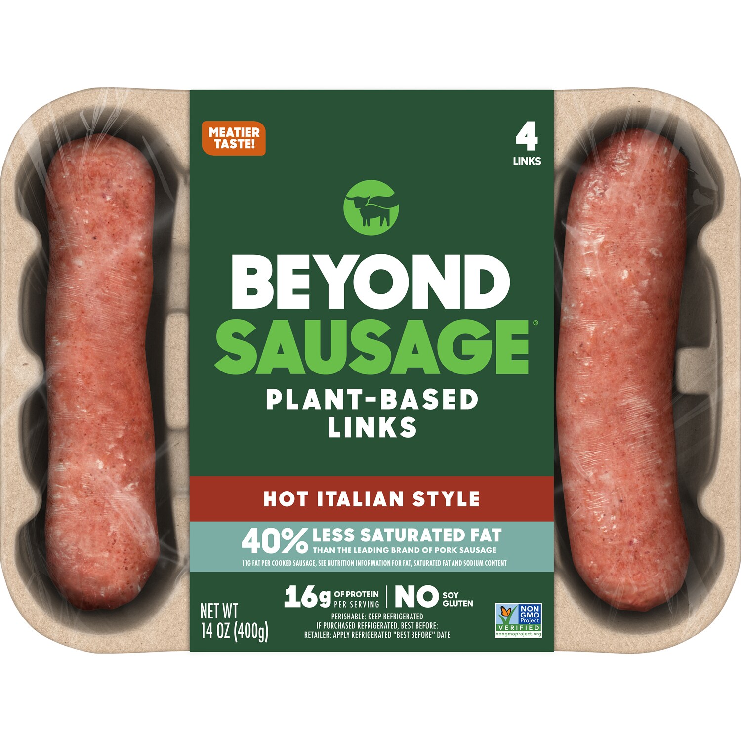 Beyond Meat Beyond Sausage Plant-Based Dinner Sausage Links, Hot Italian