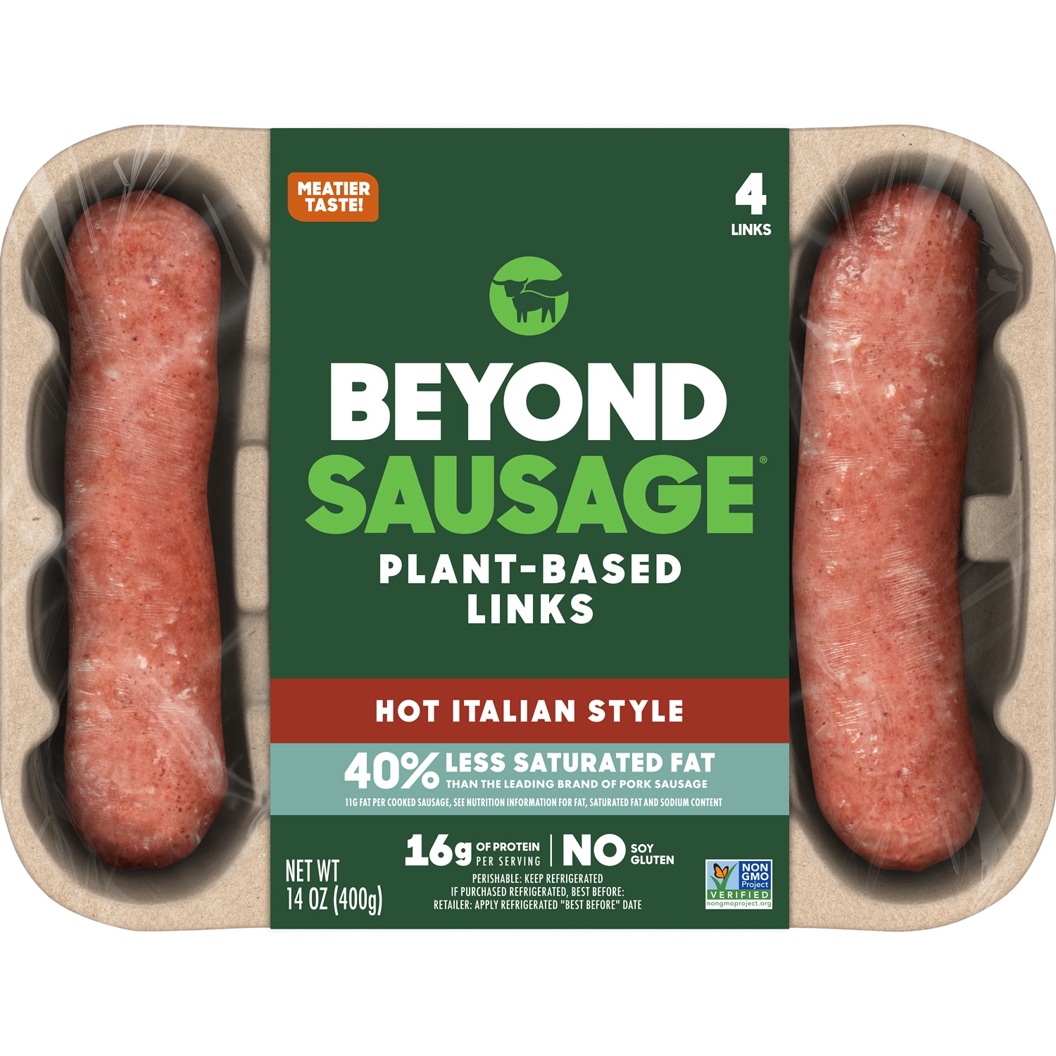 Beyond Meat Beyond Sausage Plant-Based Dinner Sausage Links, Hot Italian