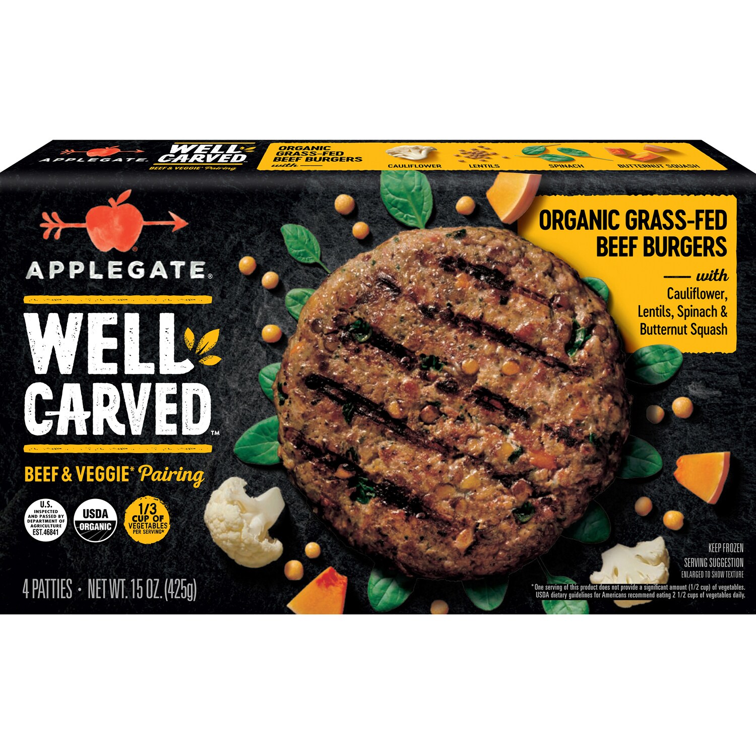 Applegate Well Carved Organic Grass-Fed Beef Burgers