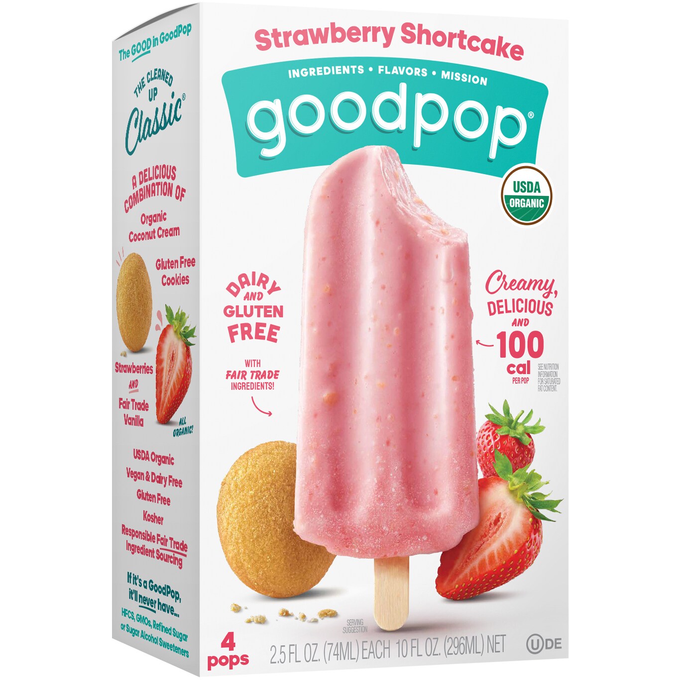 GoodPop Organic Frozen Pops, Strawberry Shortcake
