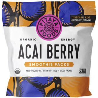 Pitaya Foods Organic Energy Smoothie Packs, Acai Berry, Frozen