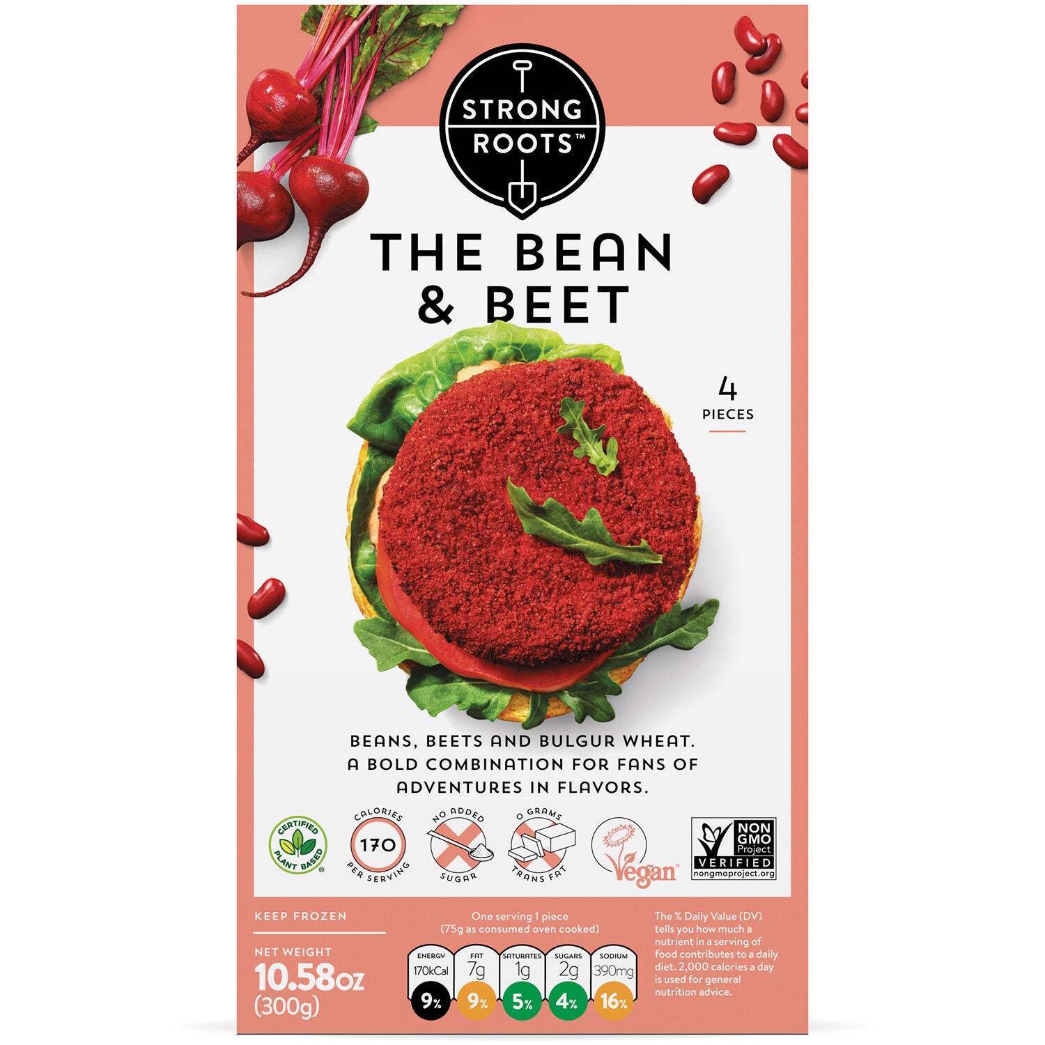 Strong Roots The Bean & Beet Burger, Frozen