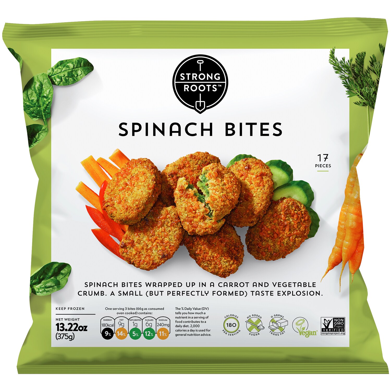 Strong Roots Spinach Bites, Frozen