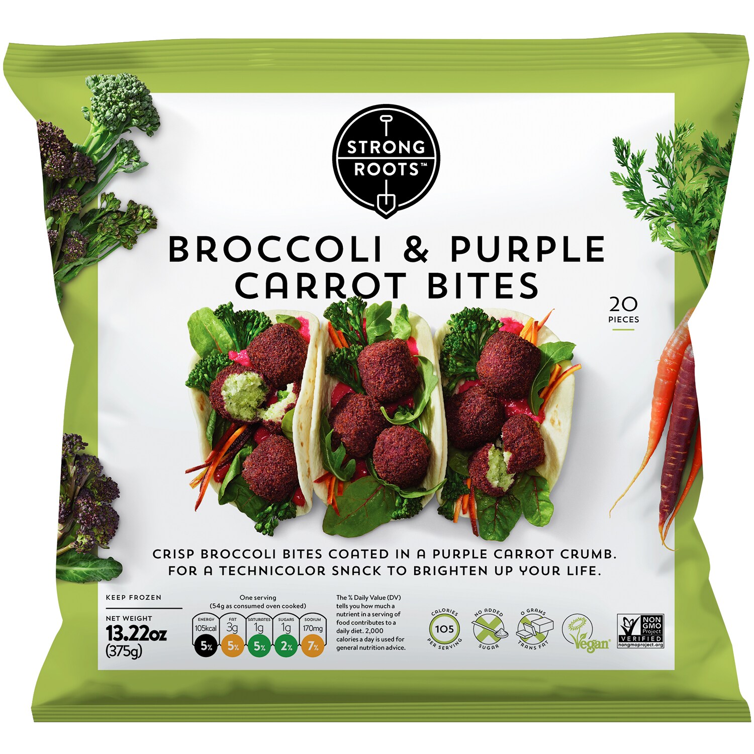 Strong Roots Broccoli & Purple Carrot Bites, Frozen