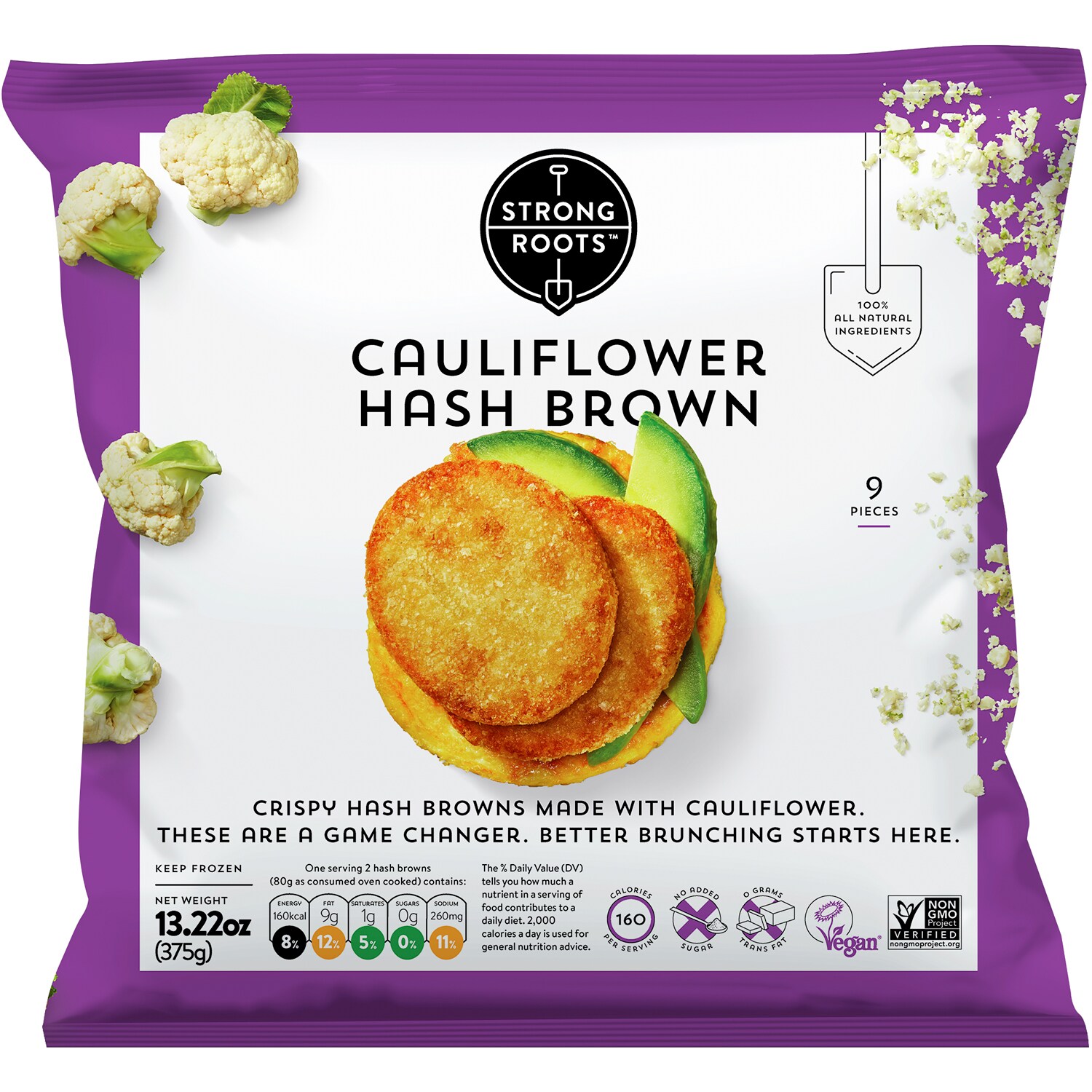 Strong Roots Cauliflower Hash Browns, Frozen