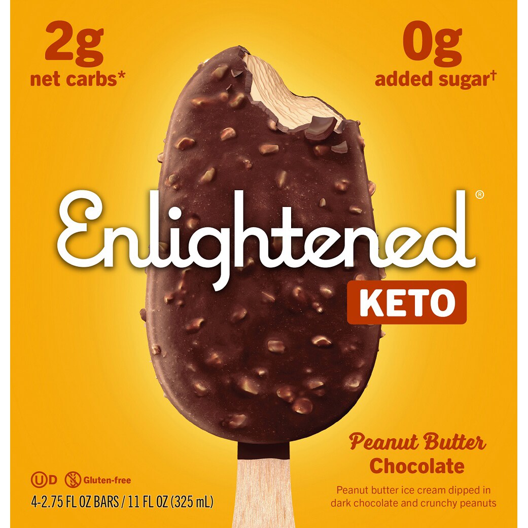 Enlightened Keto Ice Cream Bars, Peanut Butter Chocolate