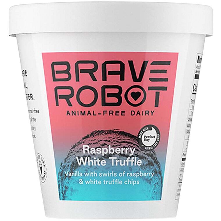 Brave Robot Animal-Free Dairy Ice Cream, Raspberry White Truffle