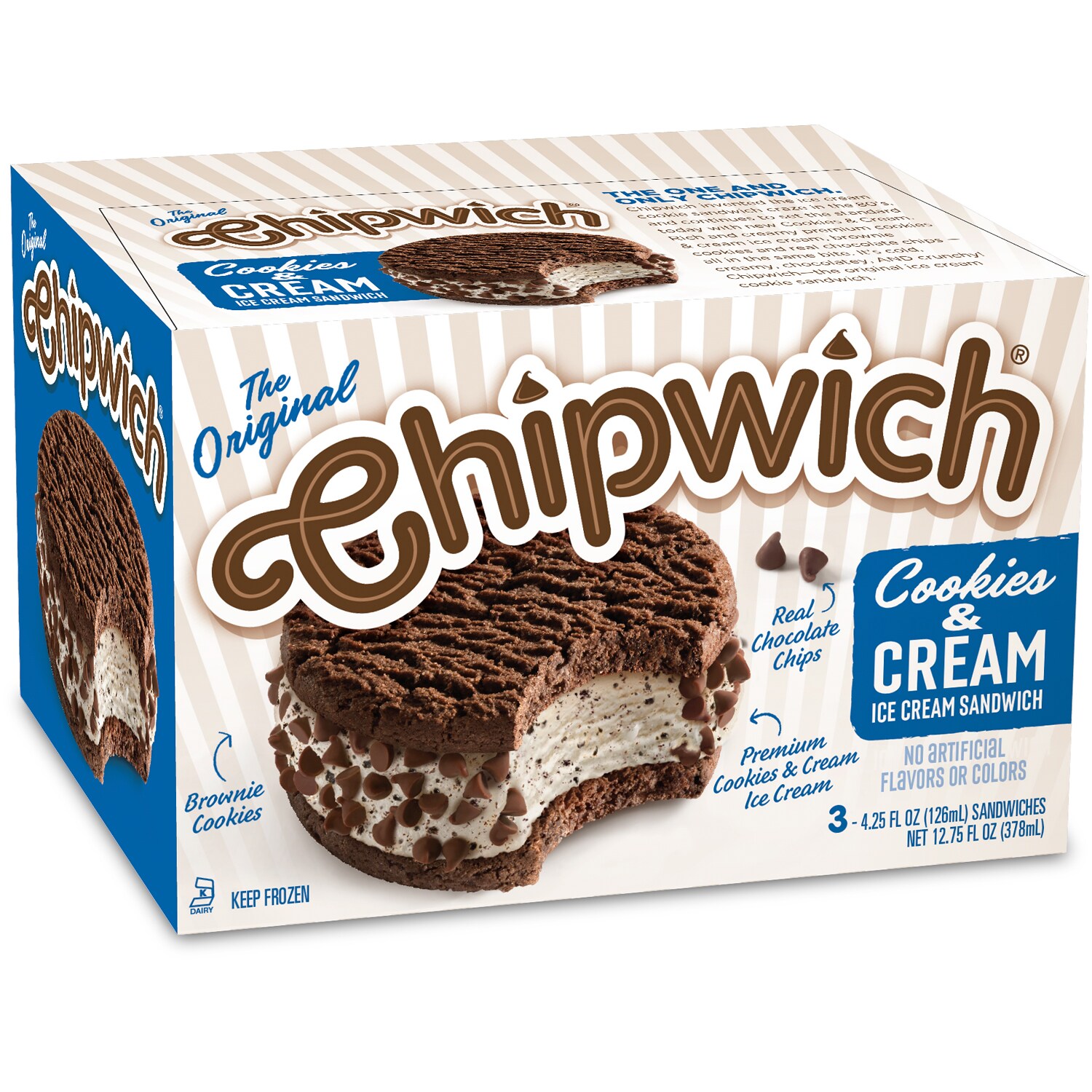 Chipwich Ice Cream Cookie Sandwiches, Cookies & Cream
