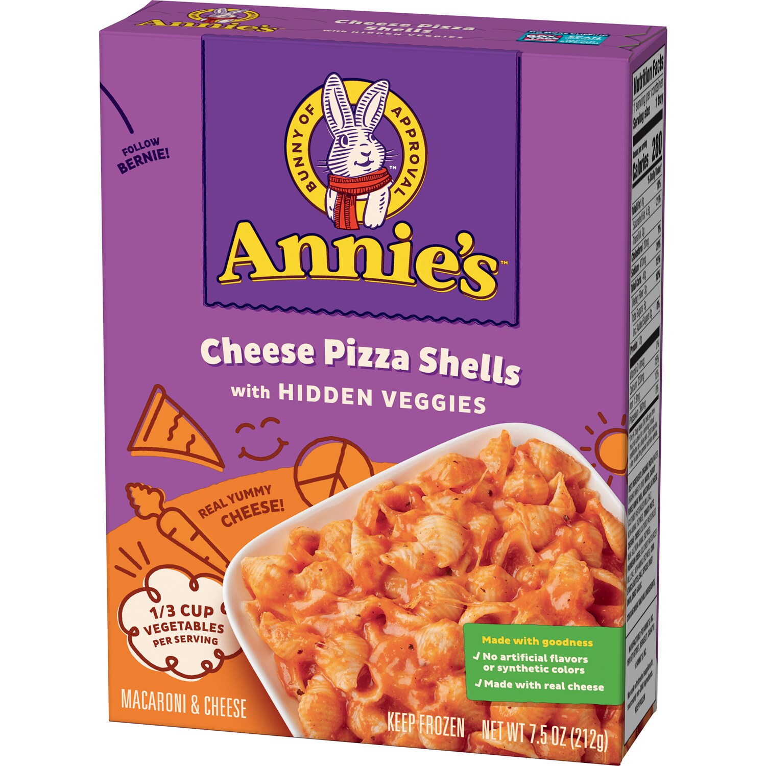 Annie's Macaroni & Cheese, Cheese Pizza Shells with Hidden Veggies, Frozen