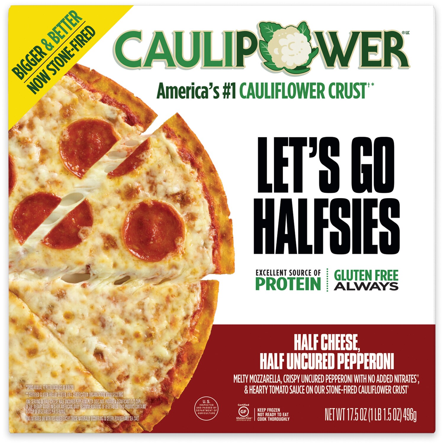 CAULIPOWER Cauliflower Crust Pizza, Half Cheese & Half Uncured Pepperoni