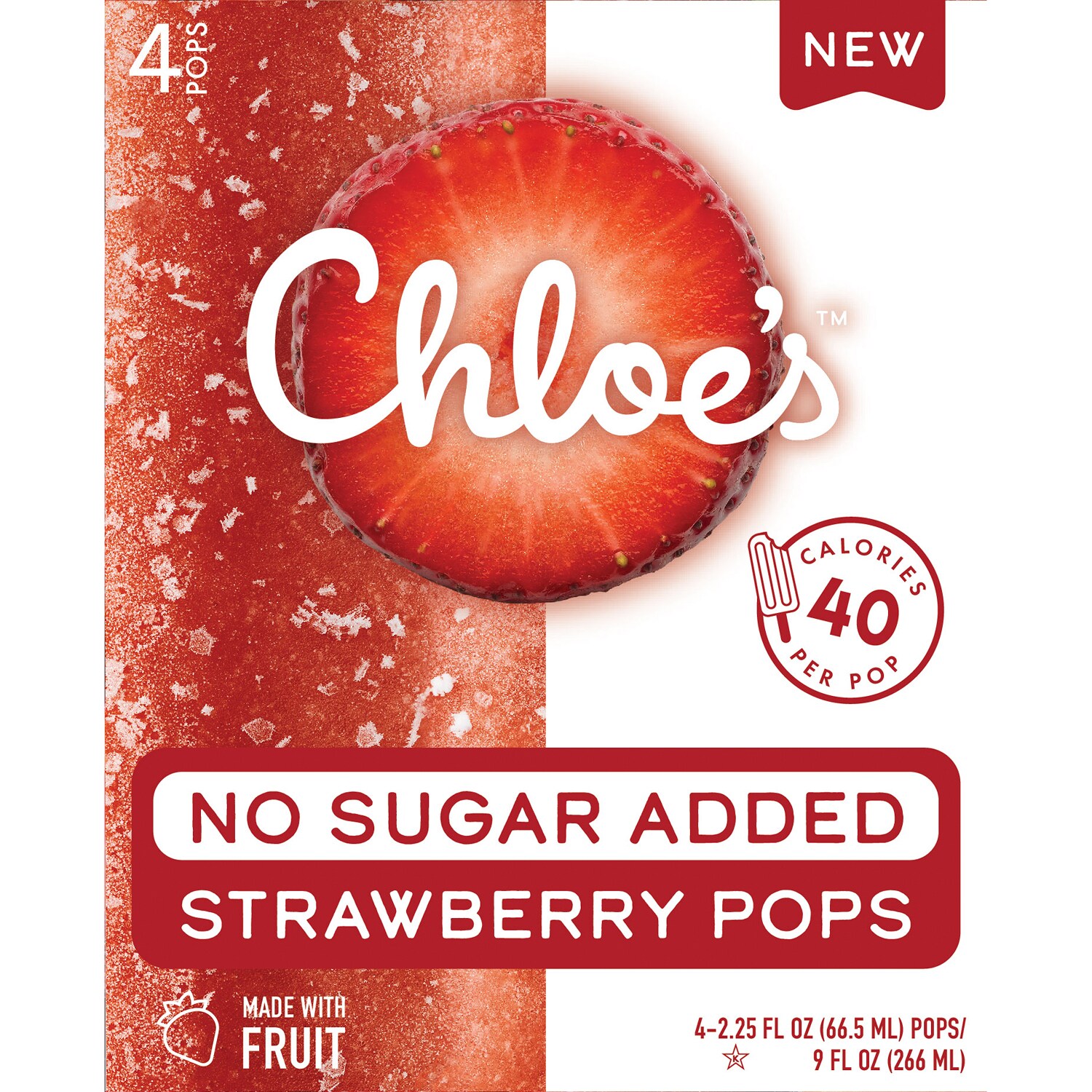 Chloe's No Sugar Added Pops, Strawberry