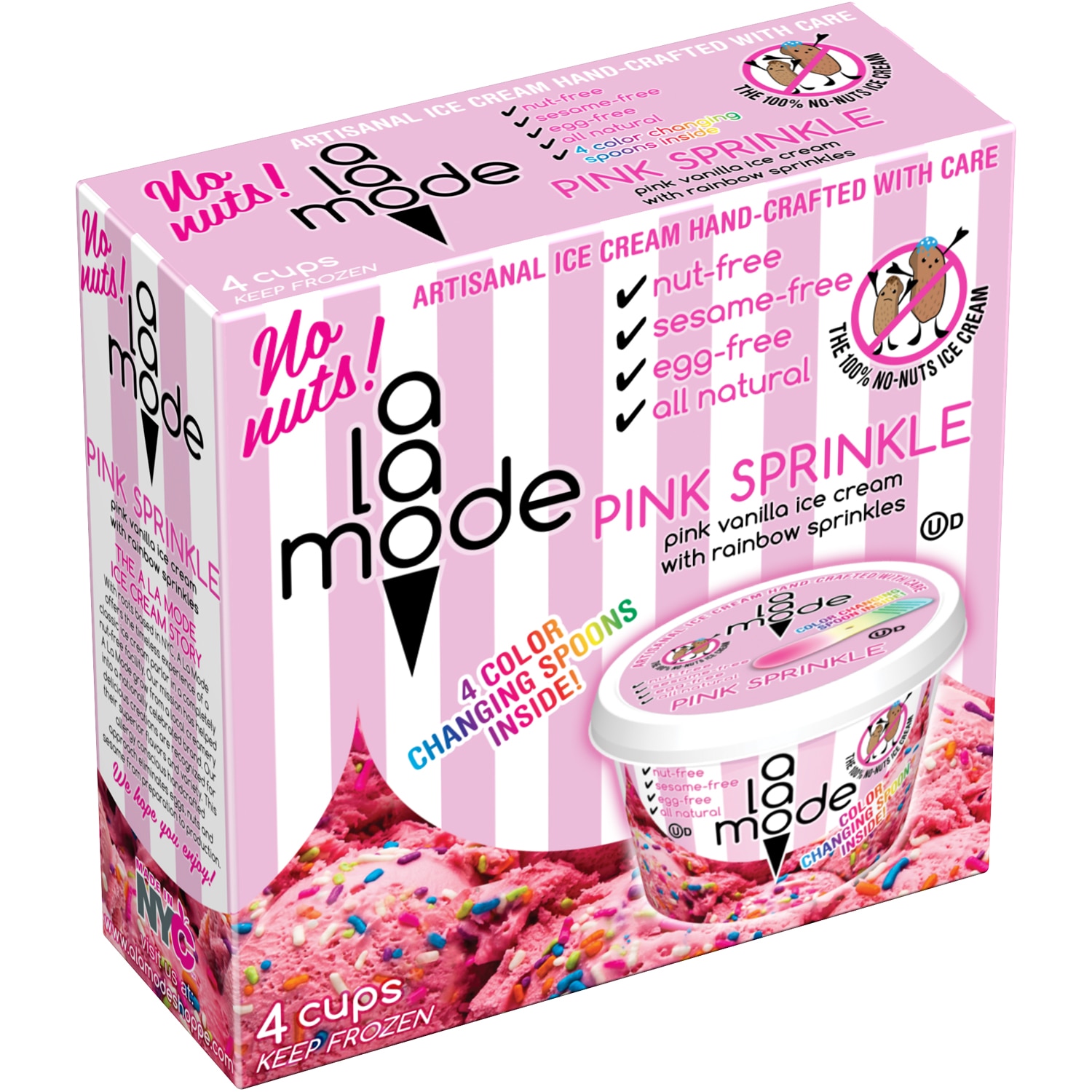 A La Mode Artisanal Ice Cream Mini Cups, Pink Sprinkle