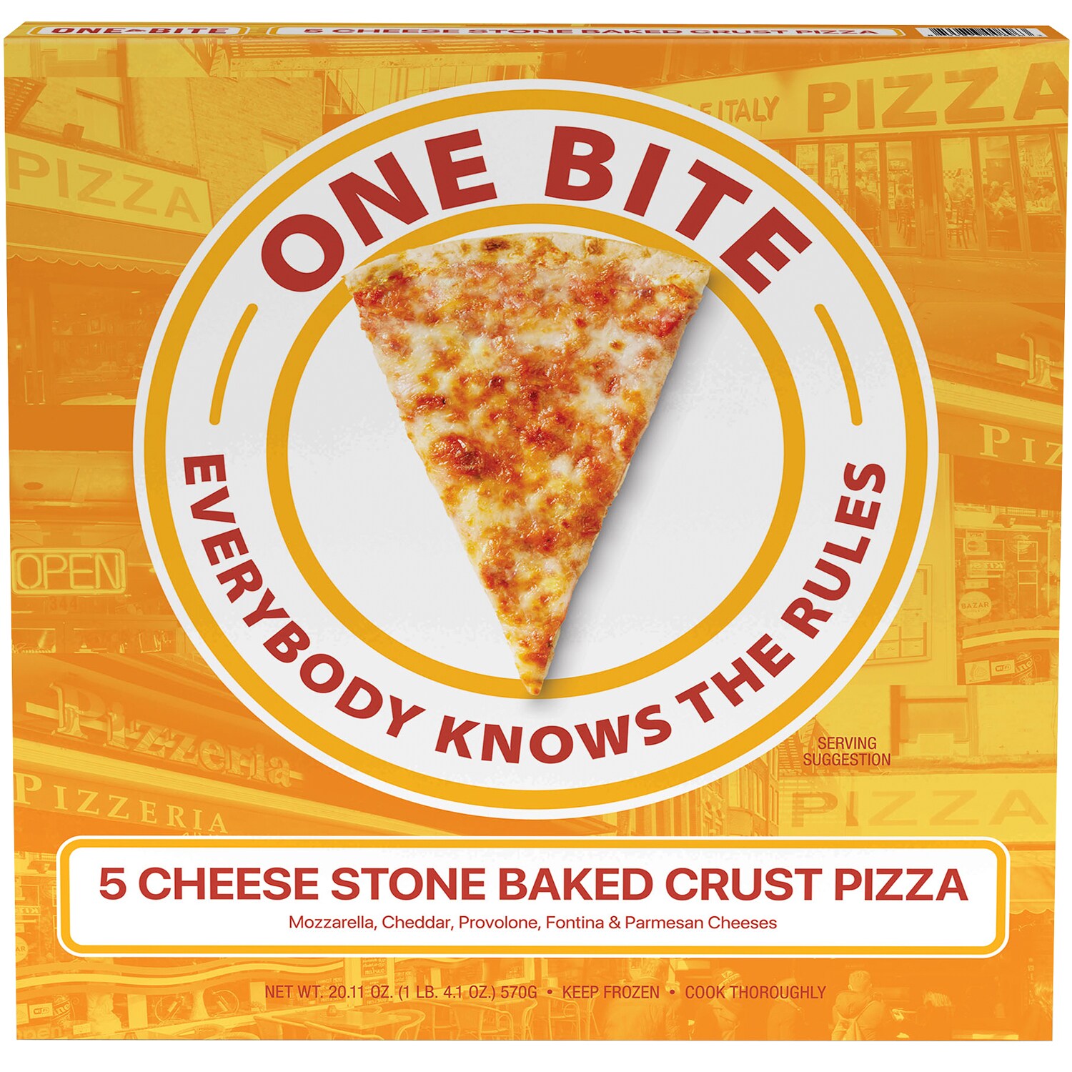 One Bite Stone Baked Crust Pizza, 5 Cheese