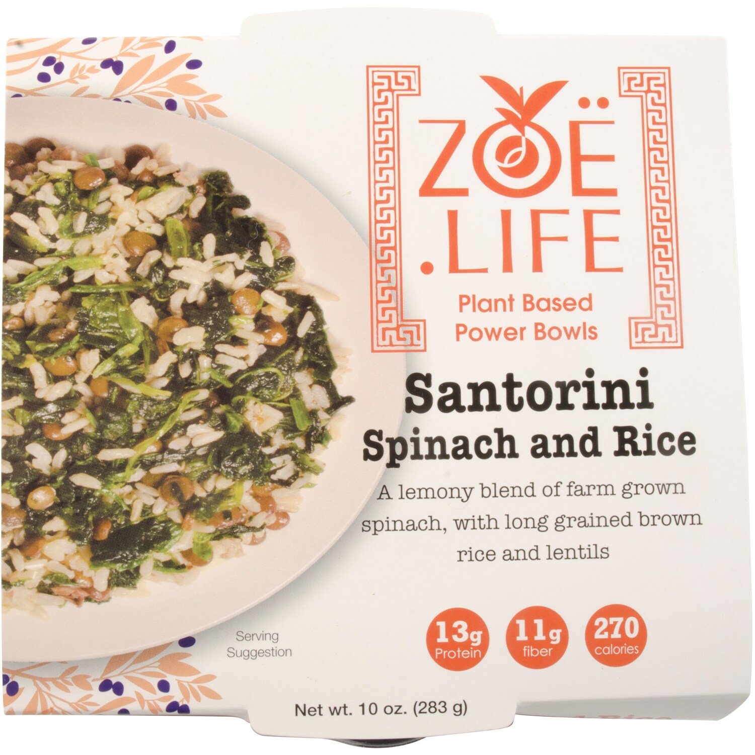 Zoë Life Plant Based Power Bowl, Santorini Spinach and Rice