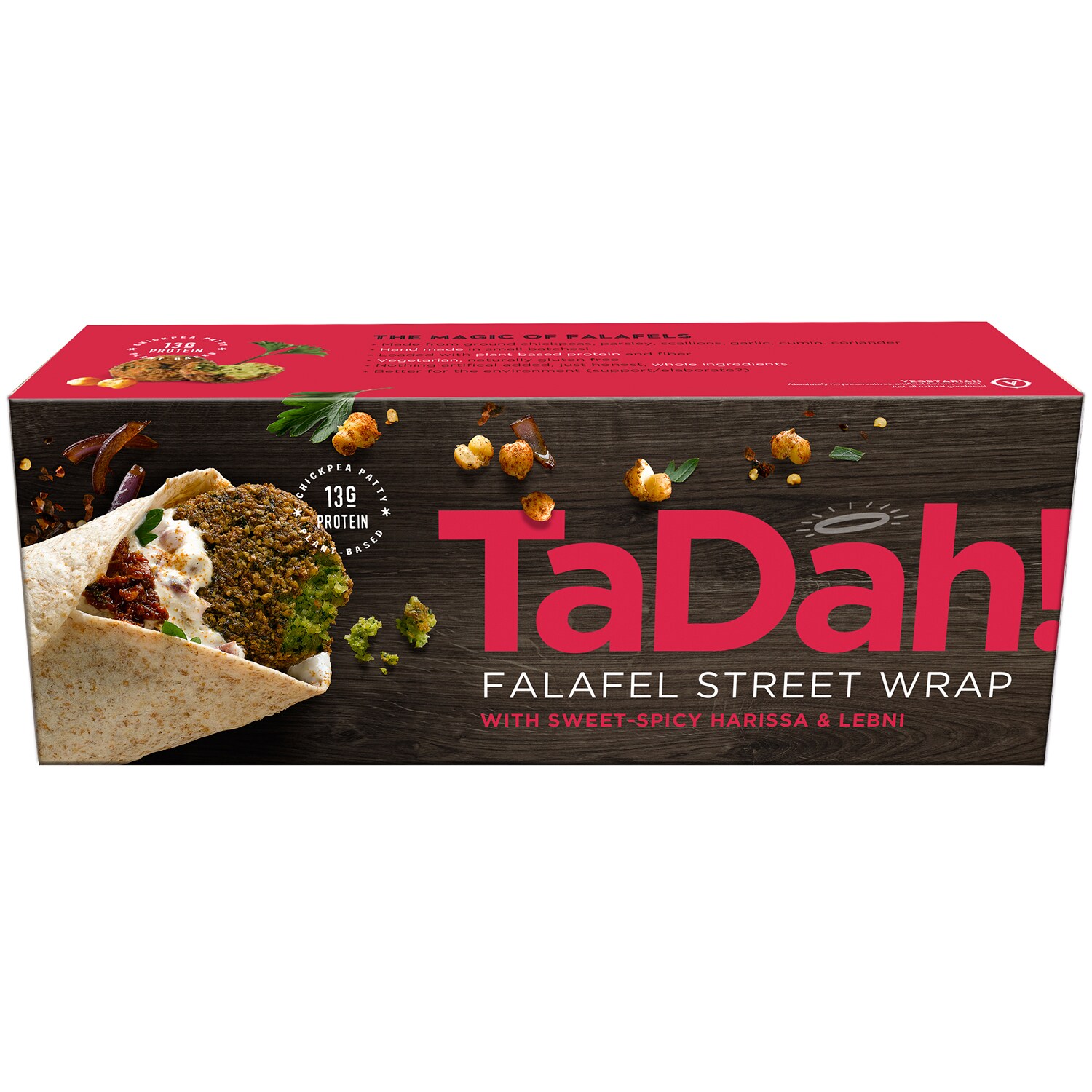 TaDah! Falafel Street Wrap with Sweet-Spicy Harissa & Lebni
