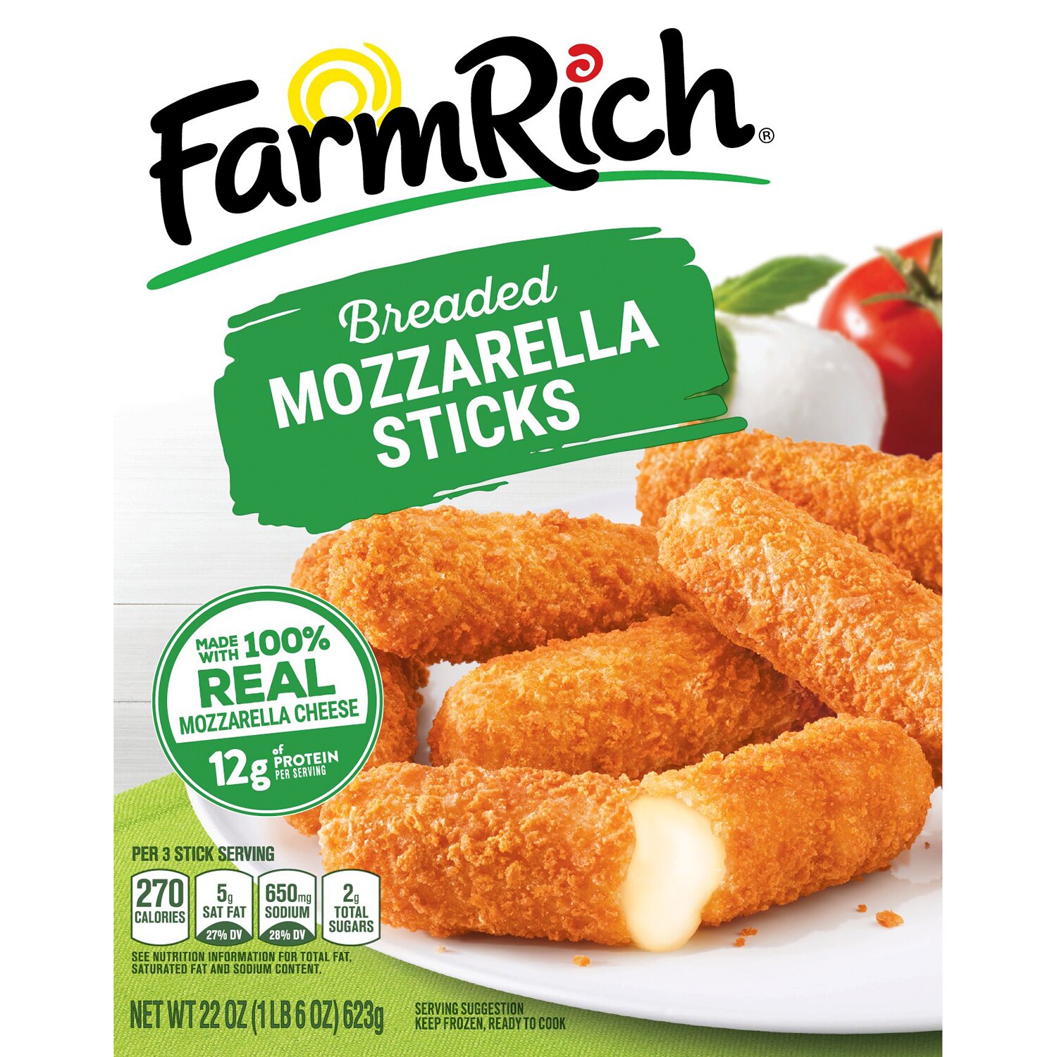Farm Rich Breaded Mozzarella Cheese Sticks, Frozen