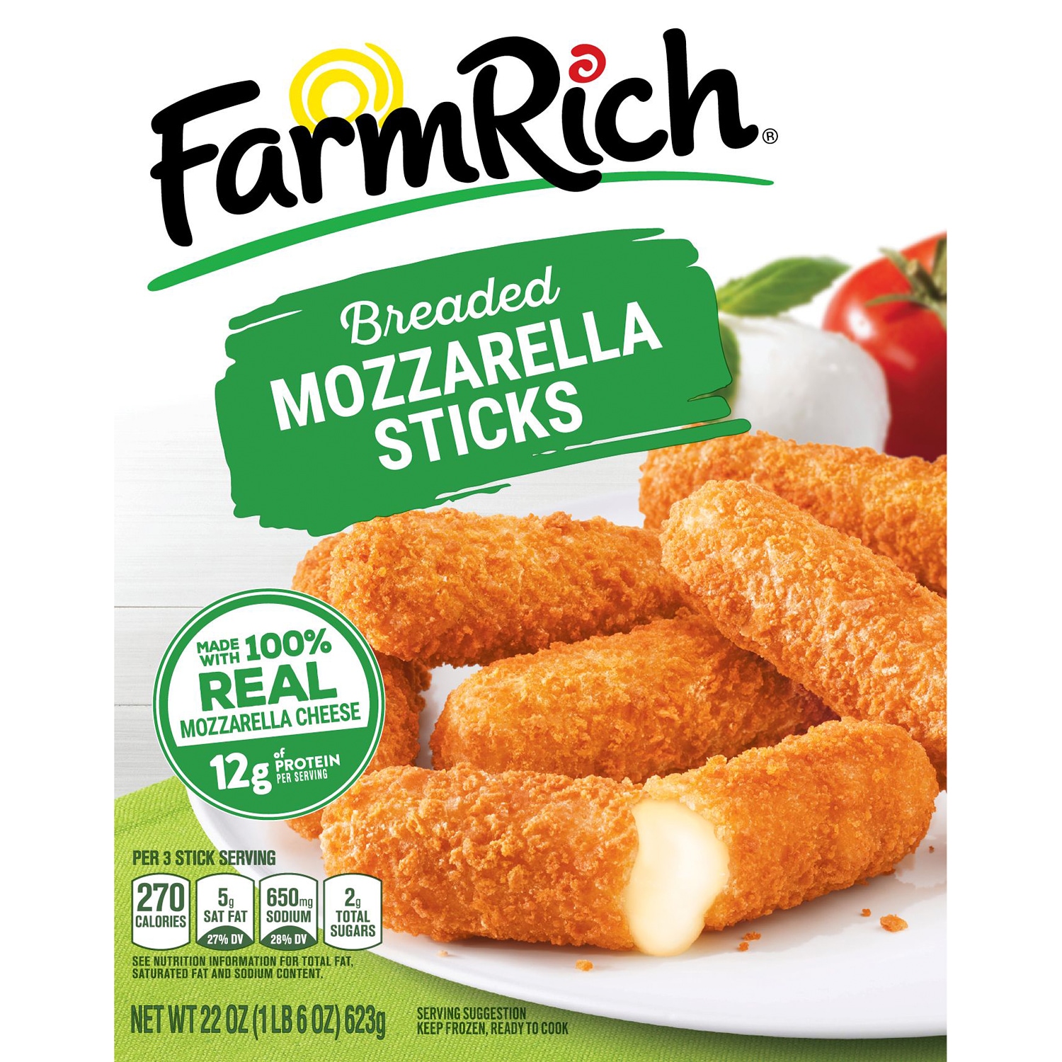 Farm Rich Breaded Mozzarella Cheese Sticks, Frozen