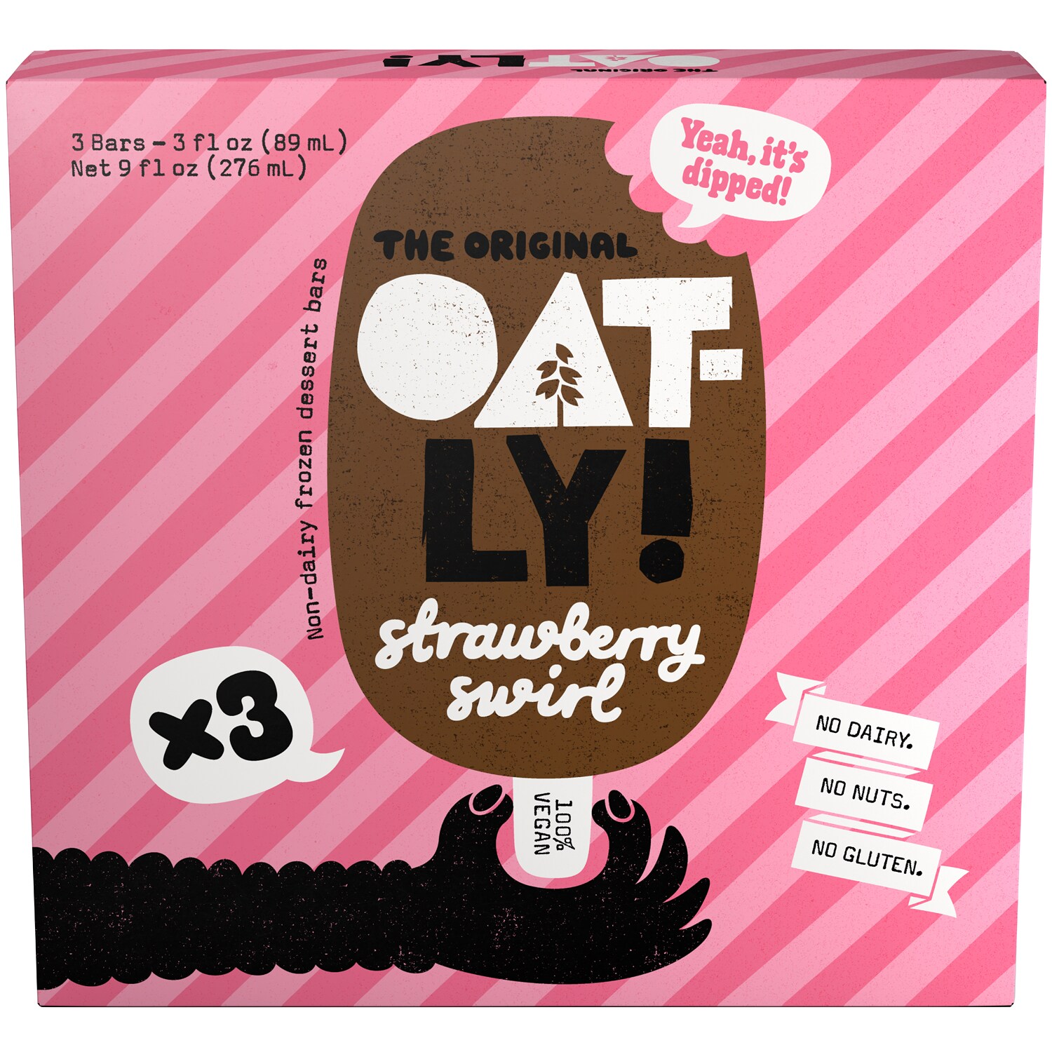 Oatly Non-Dairy Frozen Dessert Bars, Strawberry Swirl