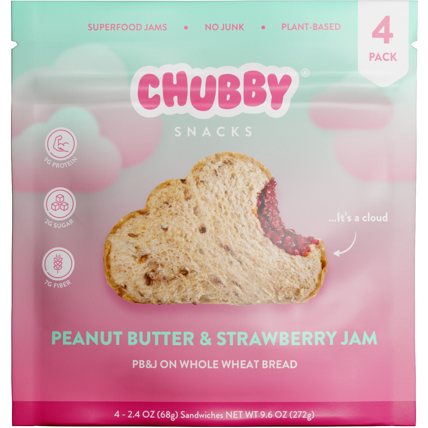 Chubby Snacks Superfood PB&J, Peanut Butter & Strawberry Jam, Frozen