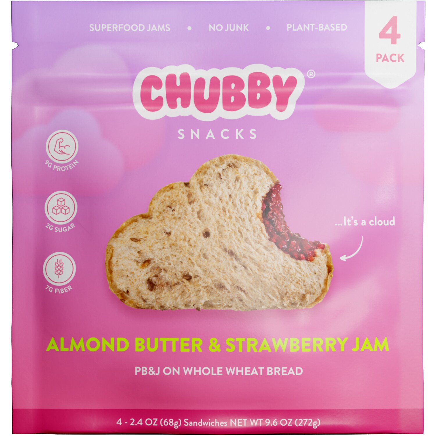 Chubby Snacks Superfood PB&J, Almond Butter & Strawberry Jam, Frozen