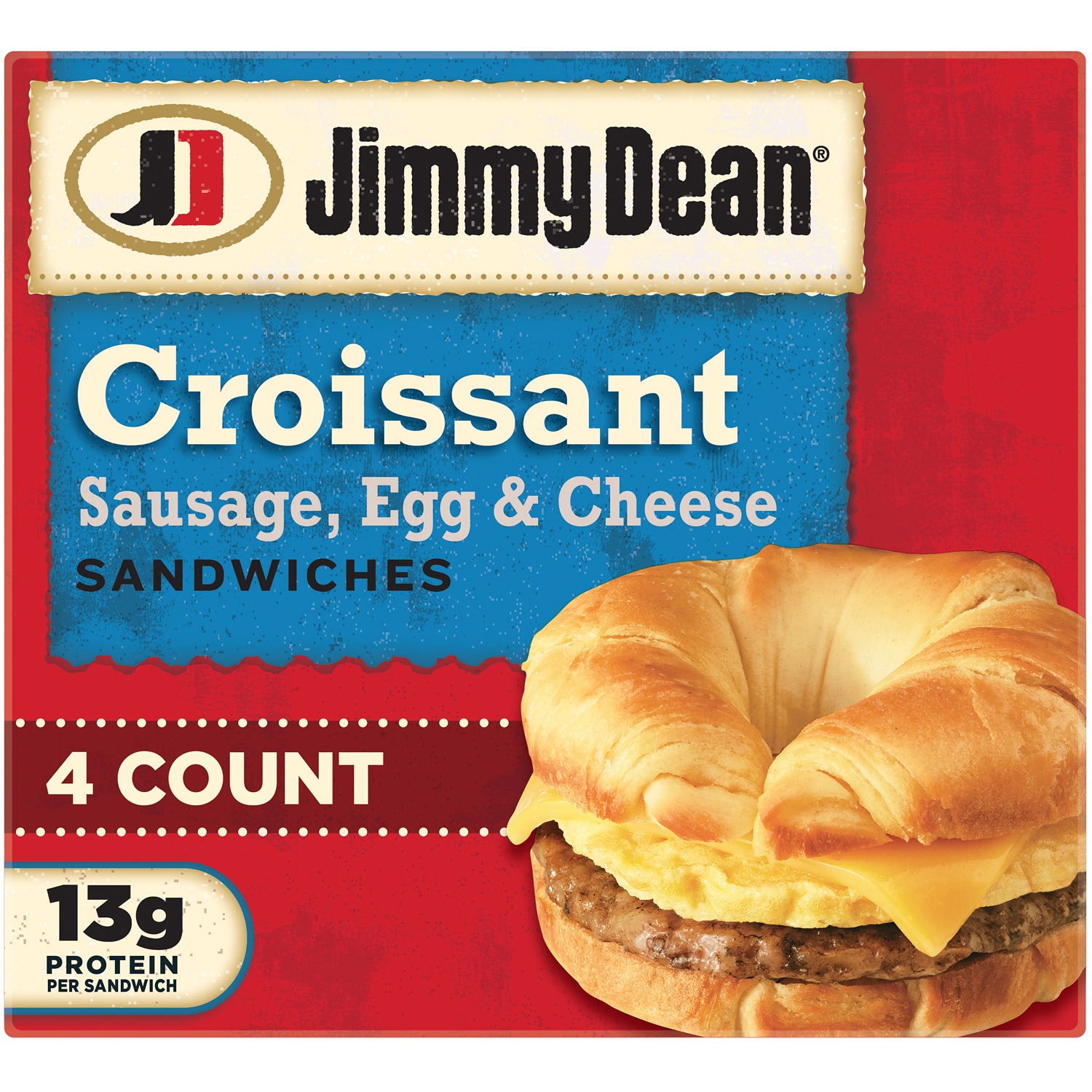 Jimmy Dean Croissant Sandwiches, Sausage, Egg, and Cheese, Frozen